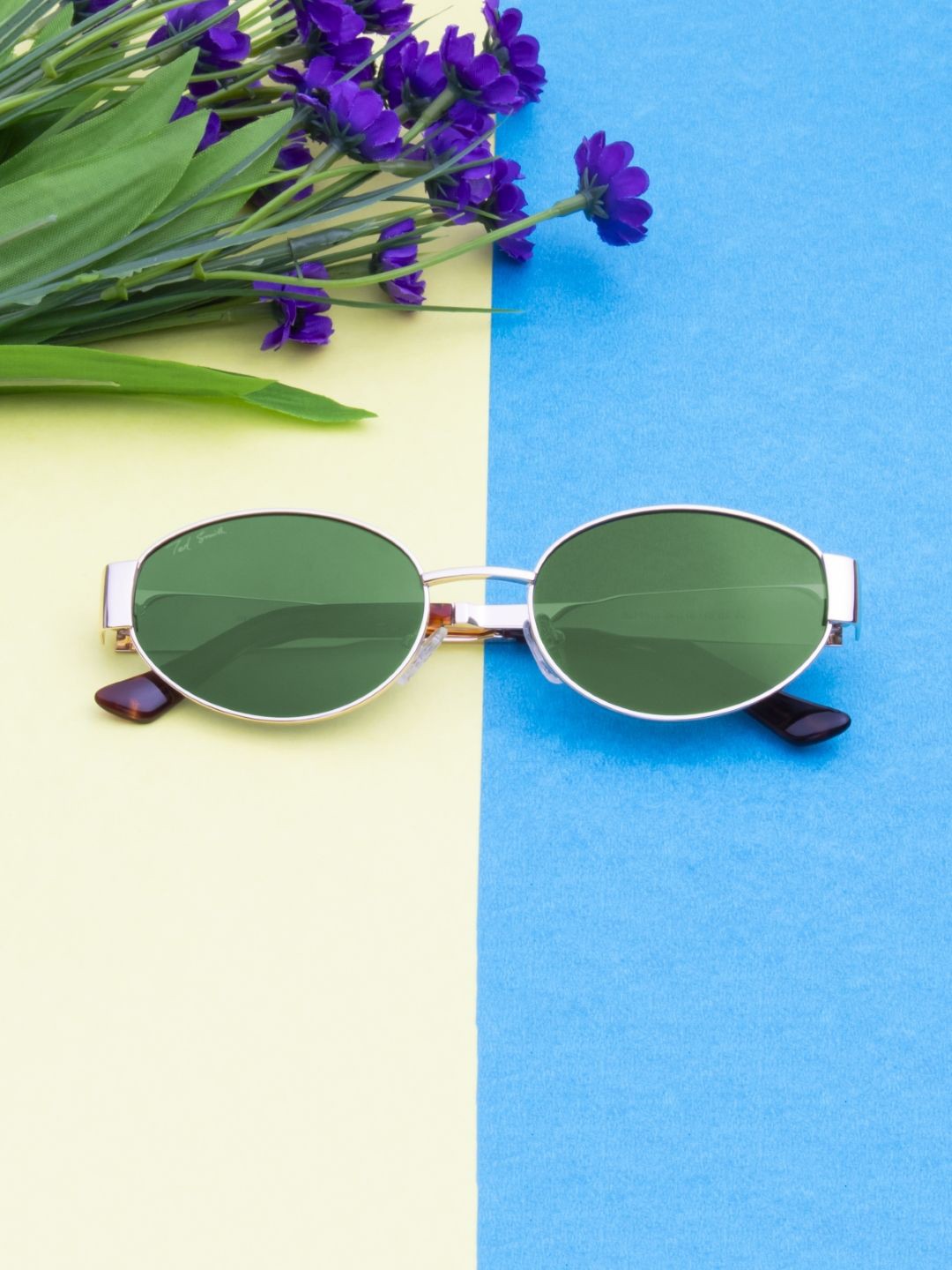

Ted Smith Unisex Oval Sunglasses with UV Protected Lens ARGON_C1-GOLD, Green