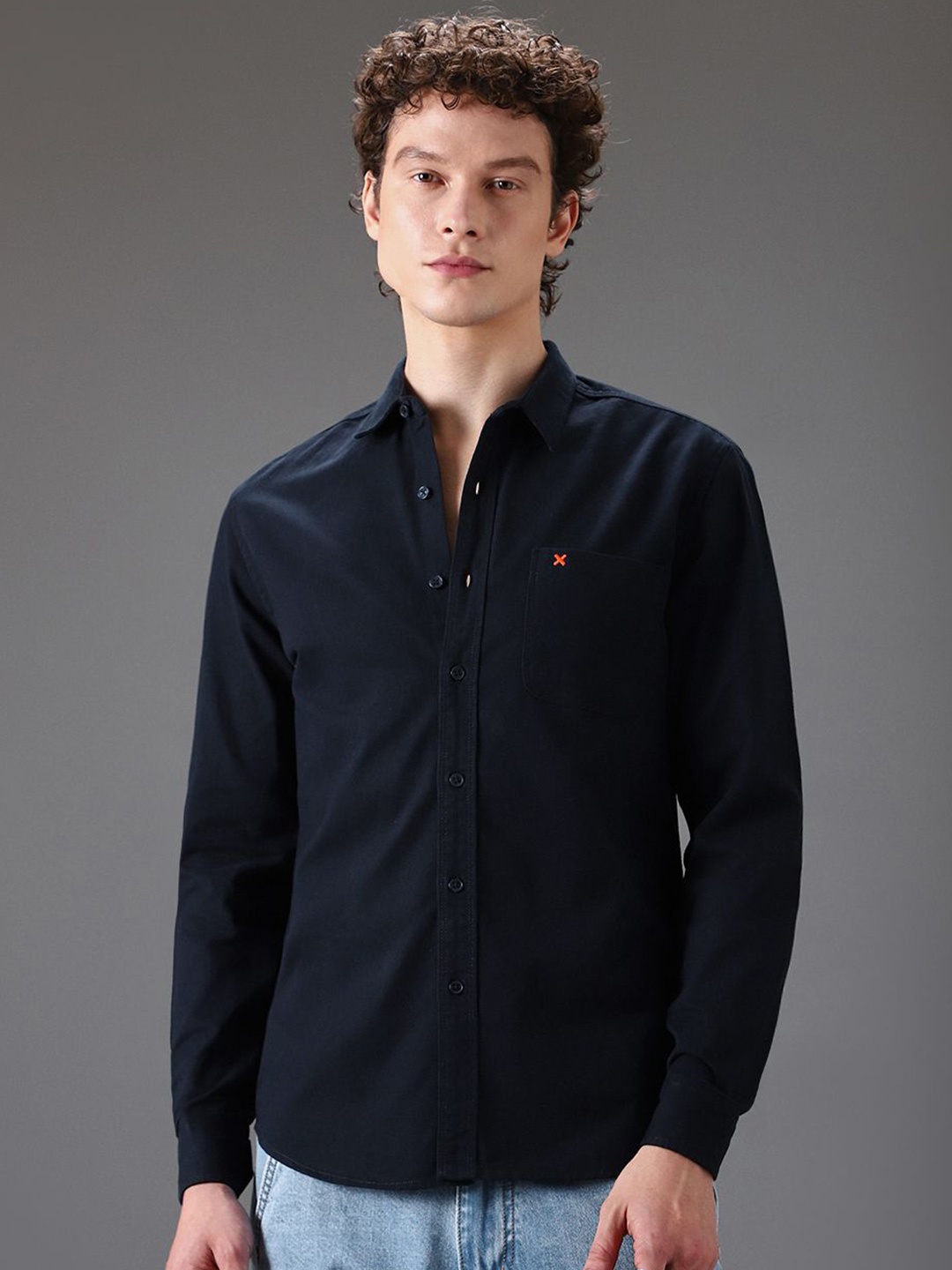 

Banana Club Men Classic Slim Fit Opaque Casual Shirt, Navy blue