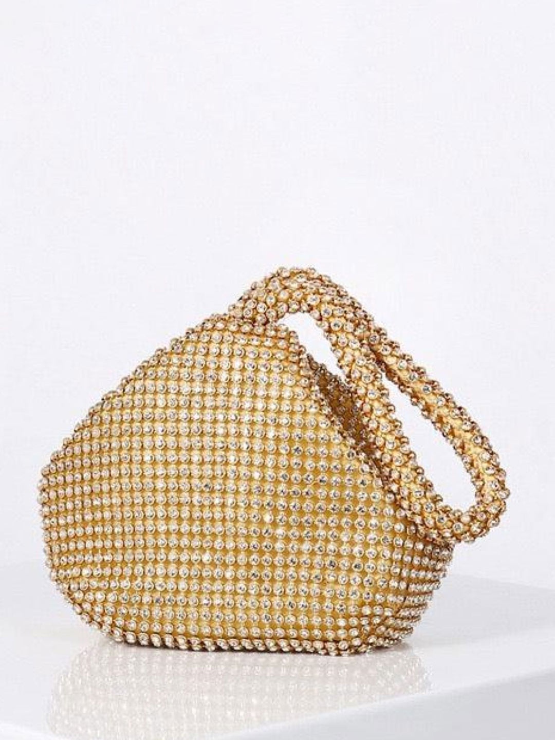 

StyleAsh Women Embellished Structured Handheld Bag, Gold