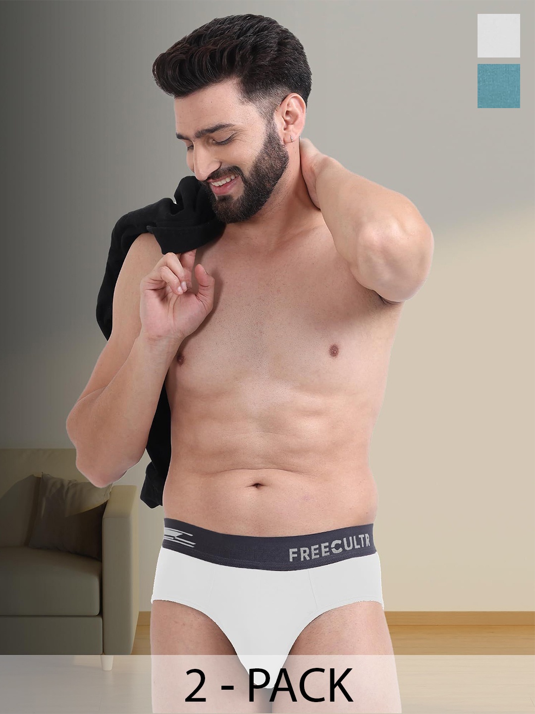 

FREECULTR Men Pack Of 3 Anti Bacterial Basic Briefs, Sea green