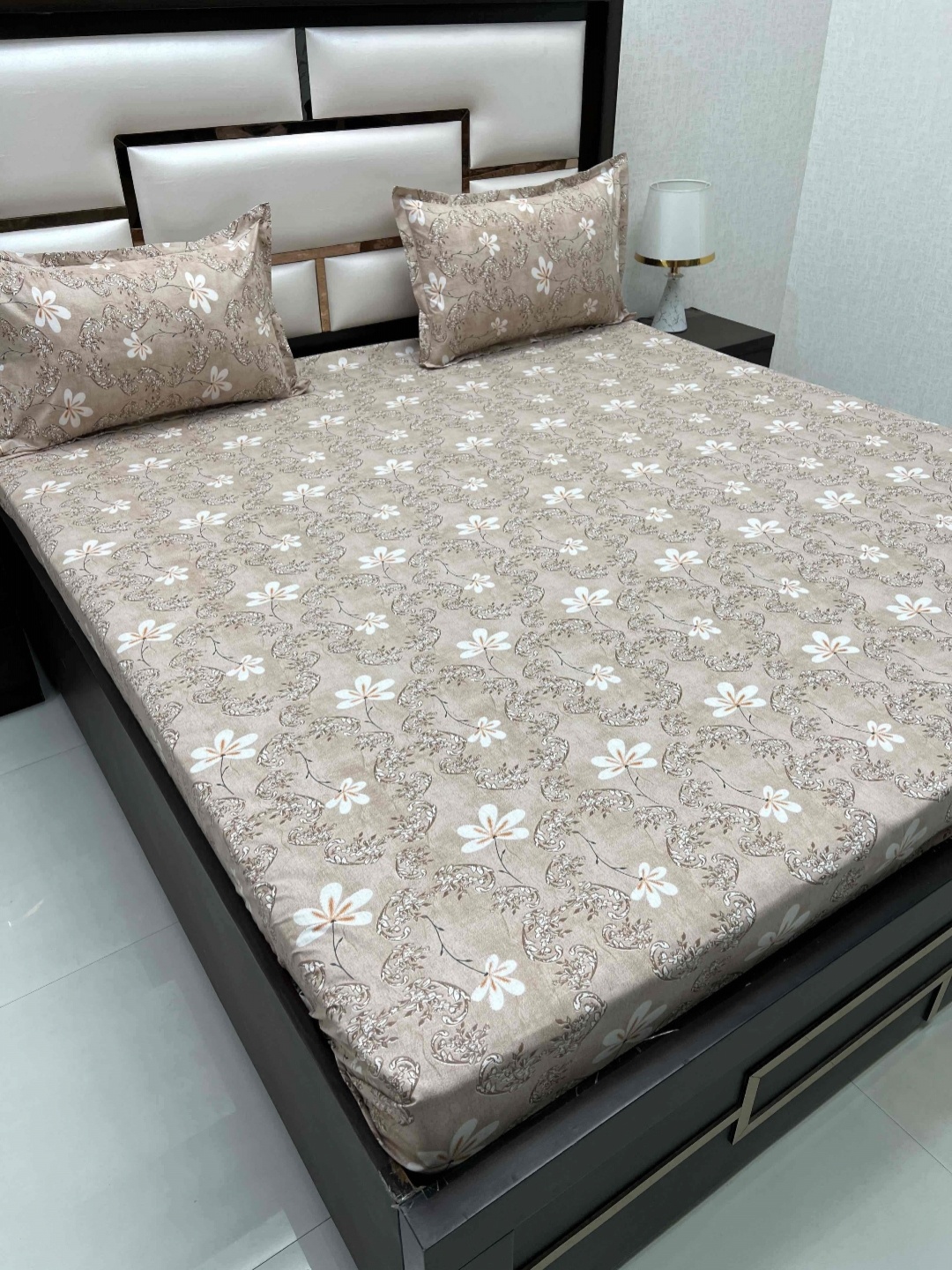

Pure Decor Cotton Queen Size Double Bed Bedsheet With 2 Pillow Covers 2.28m X 2.54m, Brown