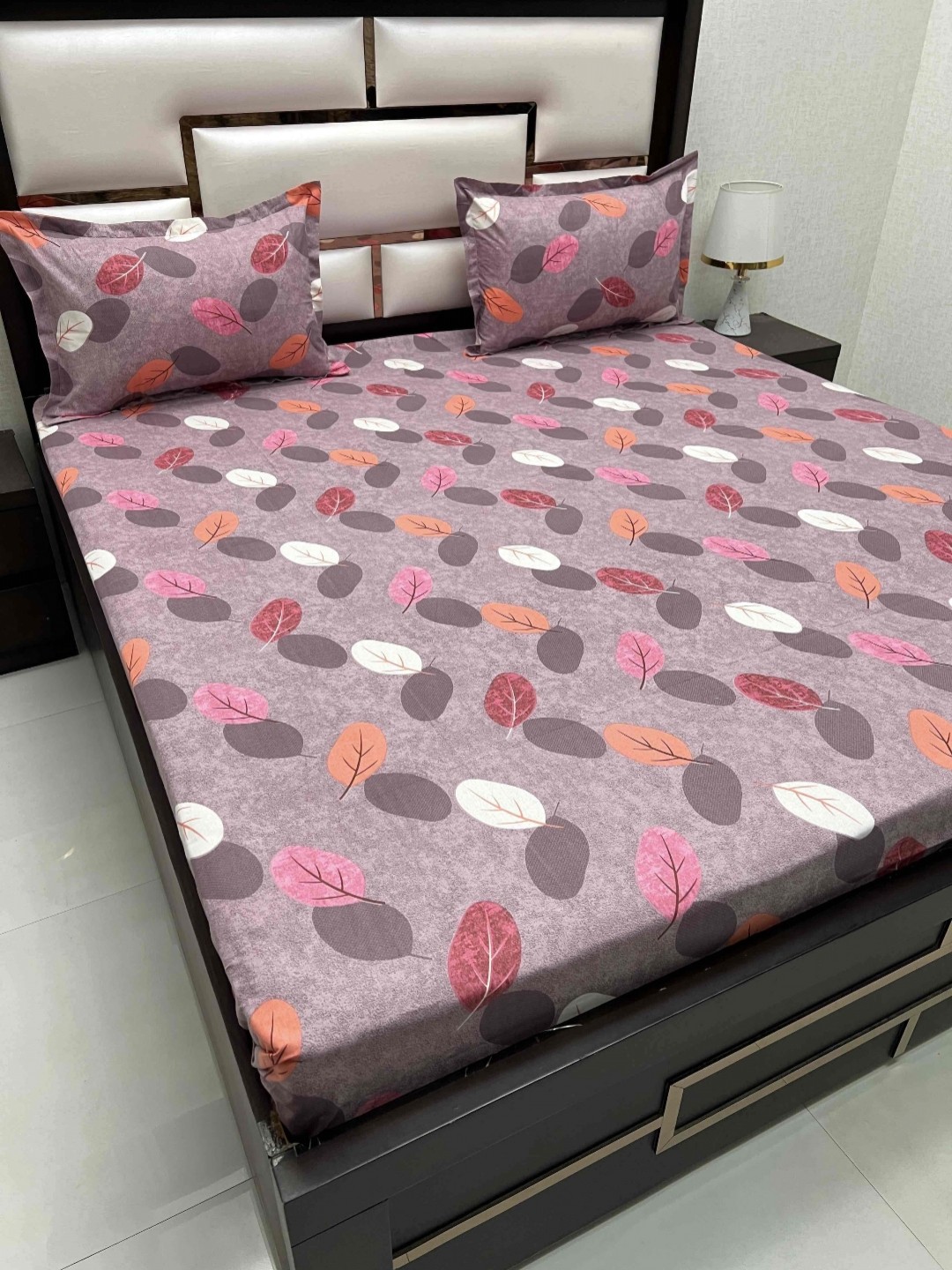 

Pure Decor Purple & Pink Floral Pure Cotton 240 TC Queen Bedsheet Set 2.28 m x 2.53 m