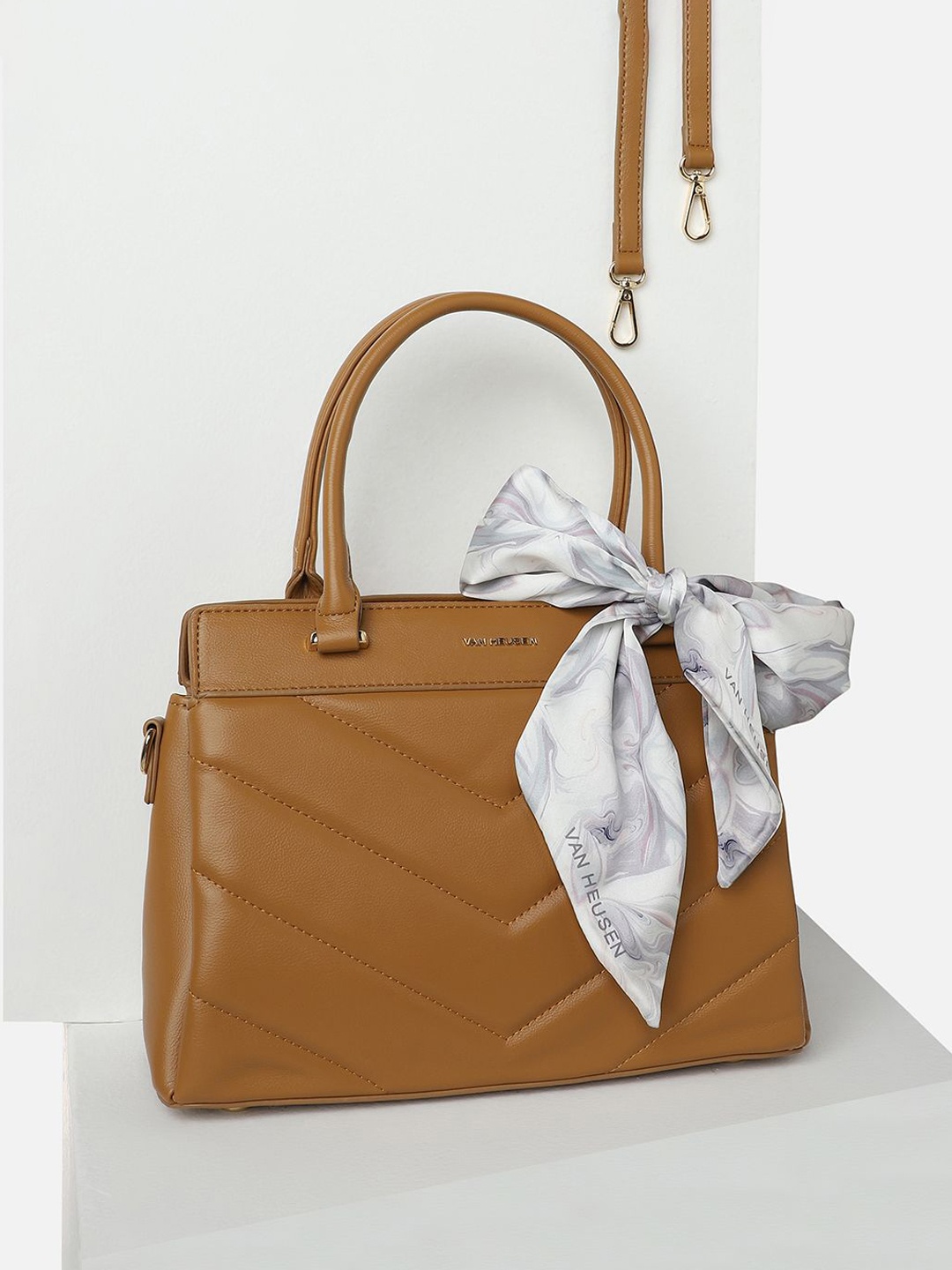 

Van Heusen Woman Textured Structured Handheld Bag, Brown