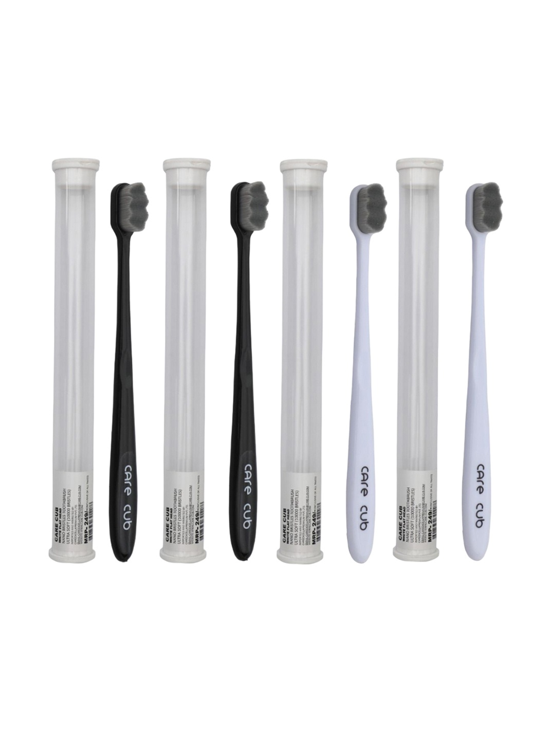 

CARE CUB Set Of 4 ZigZag Ultra Soft Nano 10,000 Bristles Oral Toothbrush - Black & White