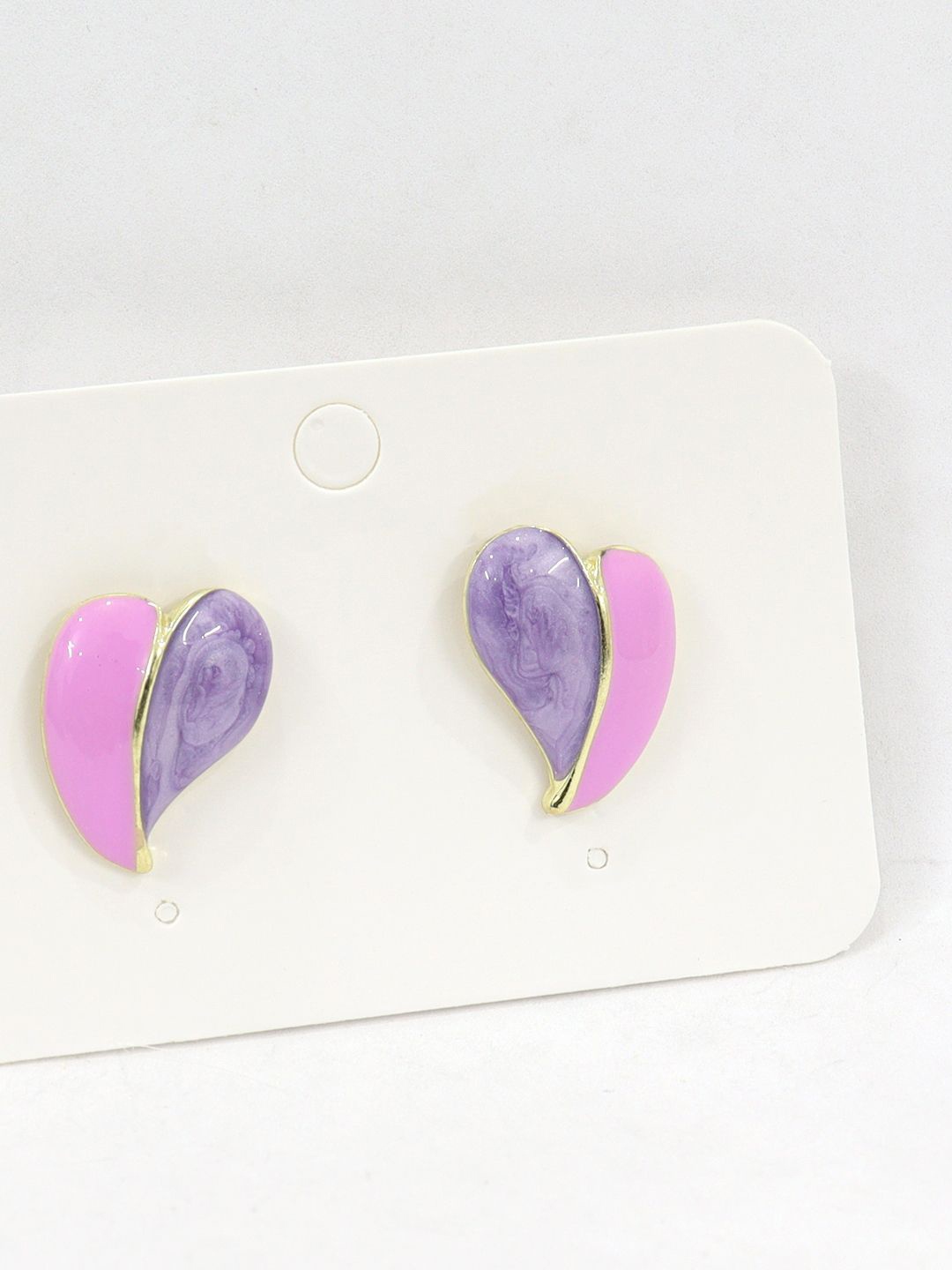 

KRENOZ Heart Shaped Studs Earrings, Purple