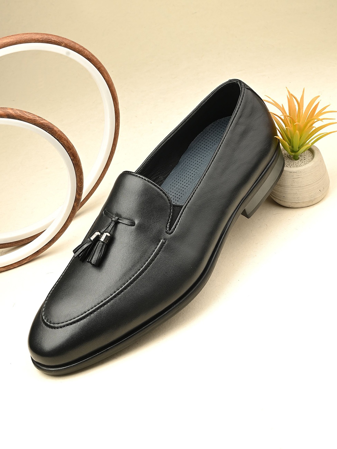 

Egoss Men Leather Slip-On Formal Loafers, Black