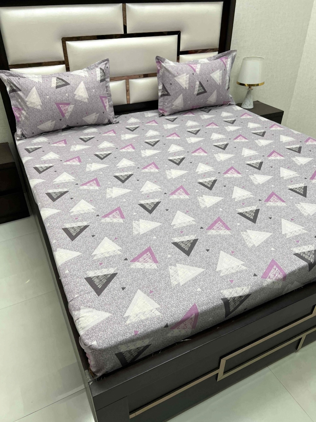 

Pure Decor Cotton Queen Size Double Bed Bedsheet With 2 Pillow Covers 2.28m X 2.54m, Purple
