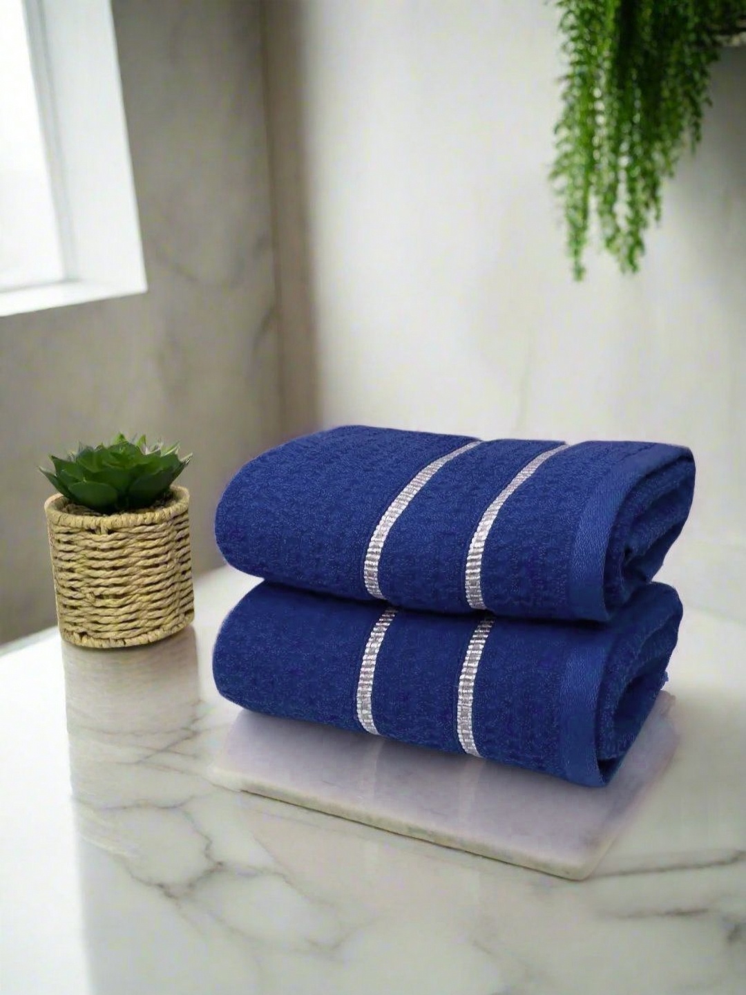 

BIANCA Navy Blue 2 Pieces Pure Cotton 500 GSM Hand Towels