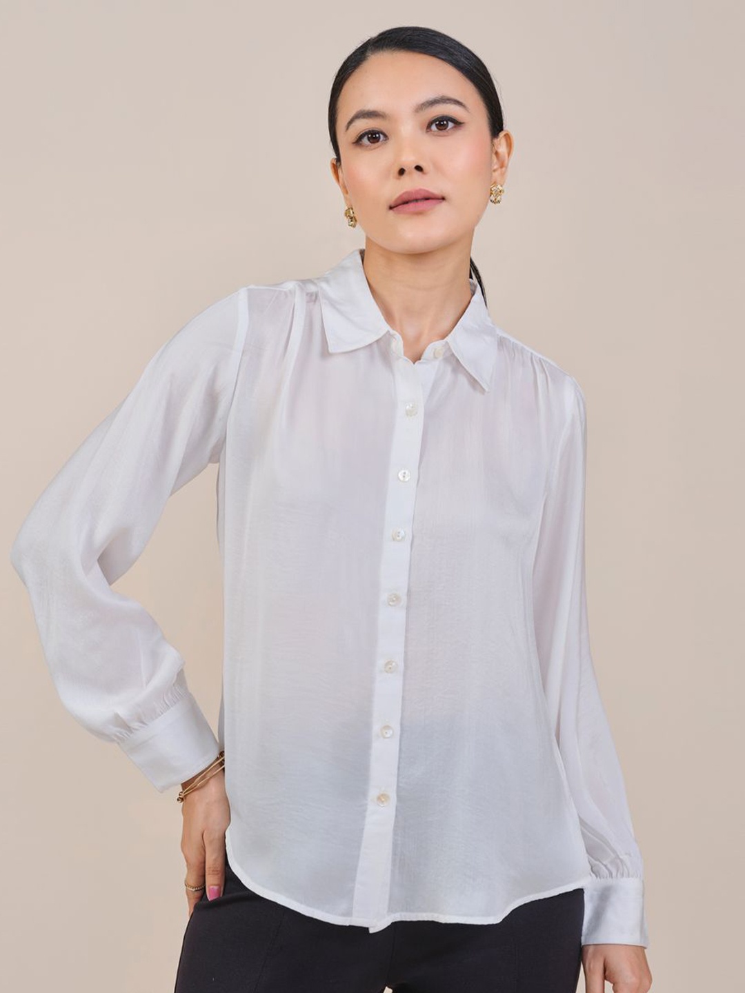 

AND Women Cotton Shirt Style Top, White