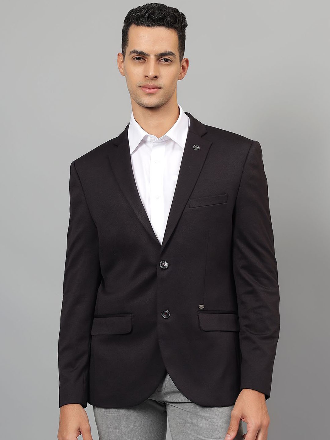 

Cantabil Notched Lapel Slim Fit Single Breasted Blazer, Black