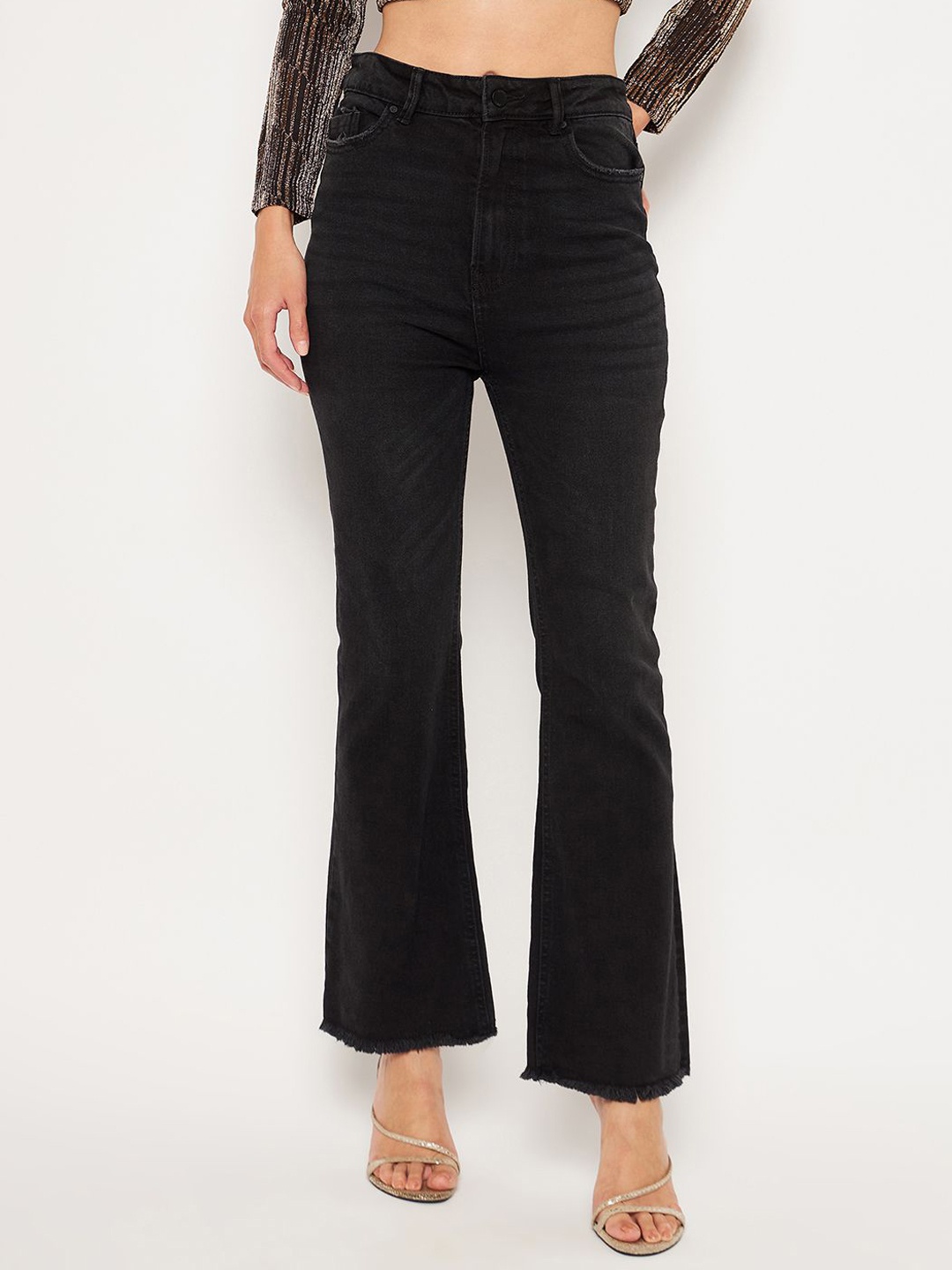 

Madame Women Mid-Rise Cotton Jeans, Black