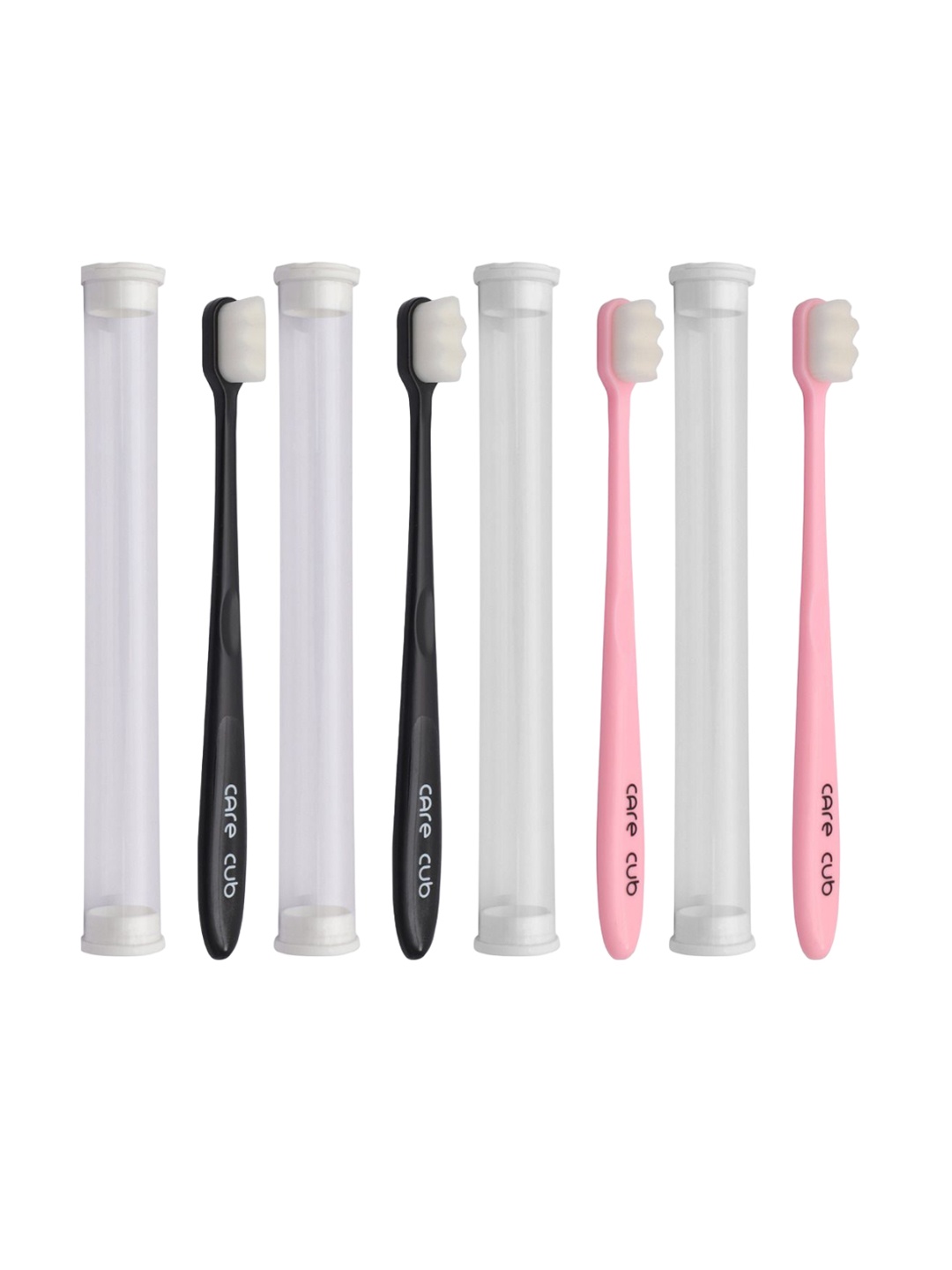 

CARE CUB Set Of 4 Zig Zag Ultra Soft Nano 10,000 Bristles Toothbrush - Black & Pink