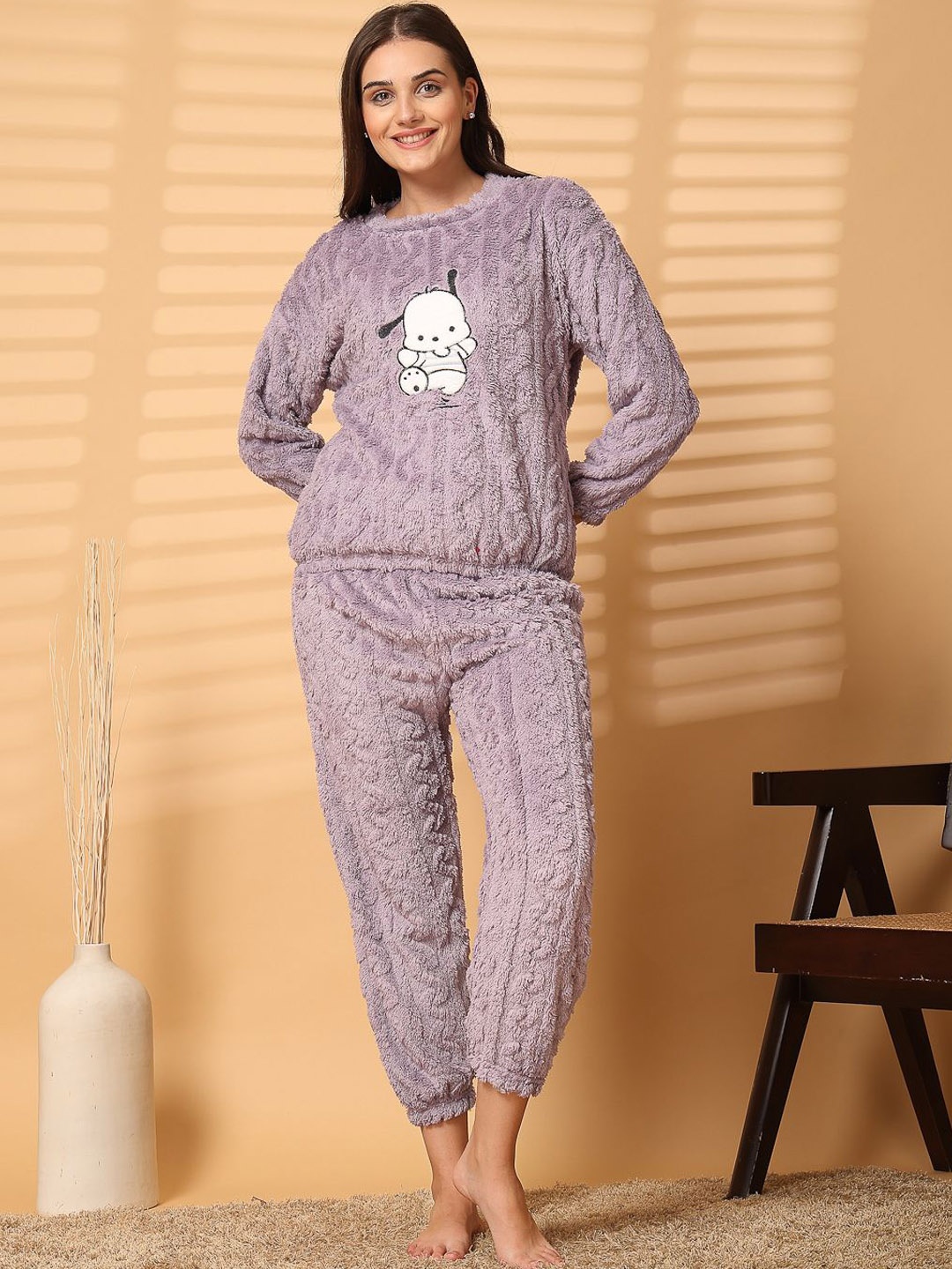 

NEUDIS Women Cartoon Characters Printed Night suit, Lavender