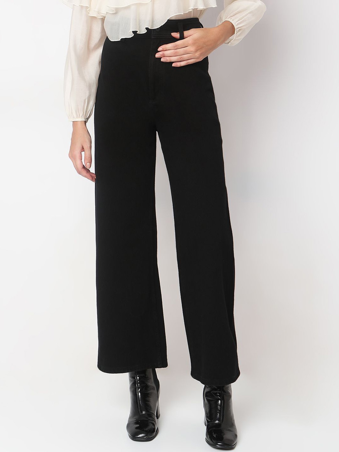 

Vero Moda Women Wide Leg High-Rise Stretchable Jeans, Black