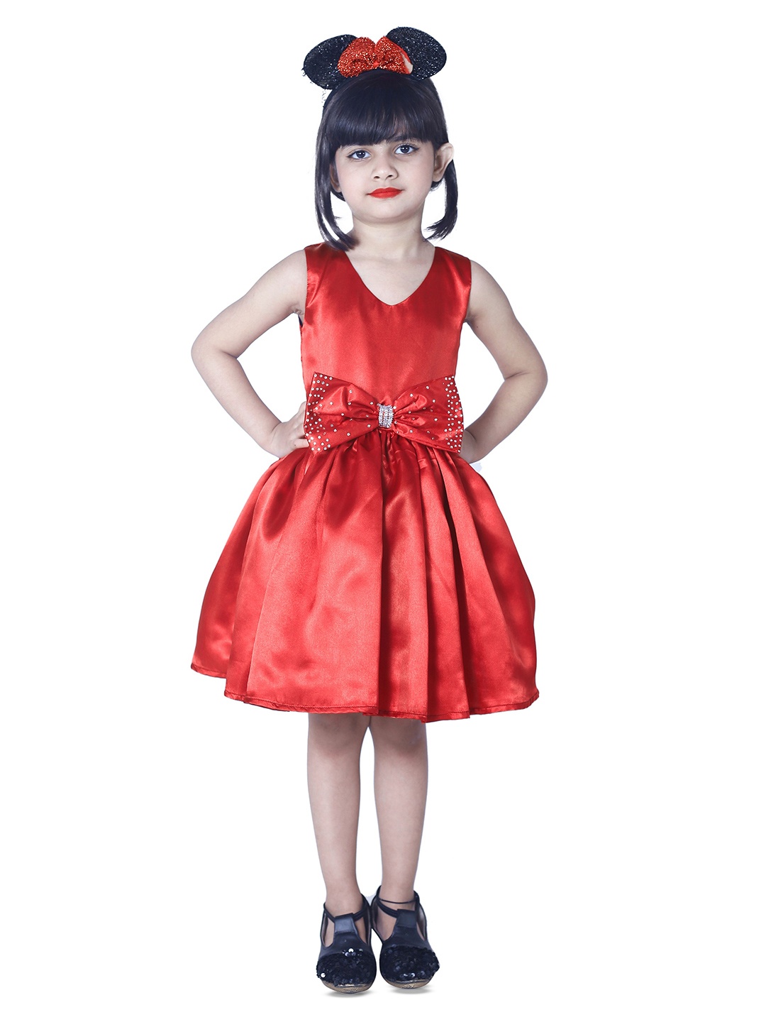 

Wish little Girls Satin Fit and Flare Dress, Red
