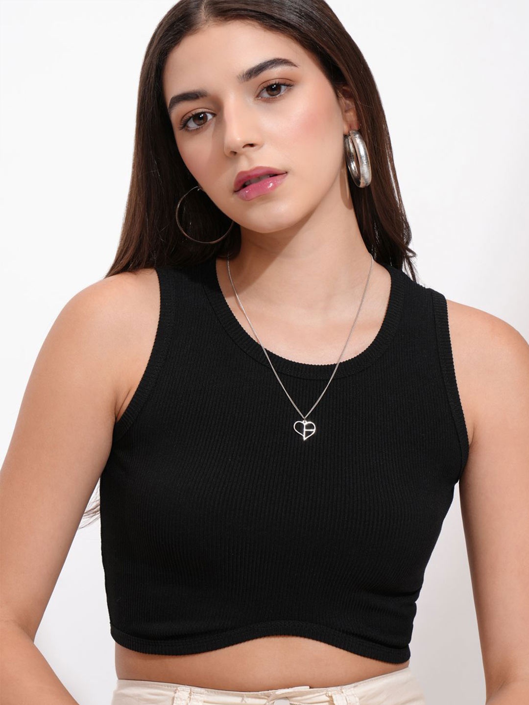 

Tokyo Talkies Women Cotton Crop Tank Top, Black