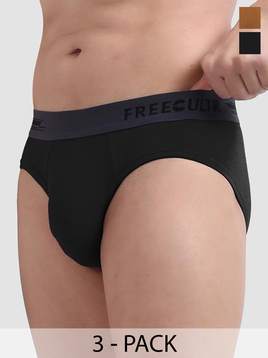

FREECULTR Pack Of 2 Anti Bacterial Micromodal Basic Briefs, Black