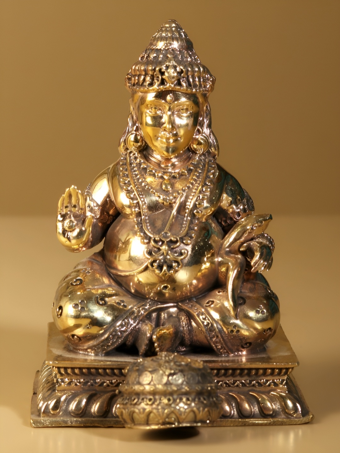 

Exotic India Brass Blessing Lord Kubera Statue, Gold