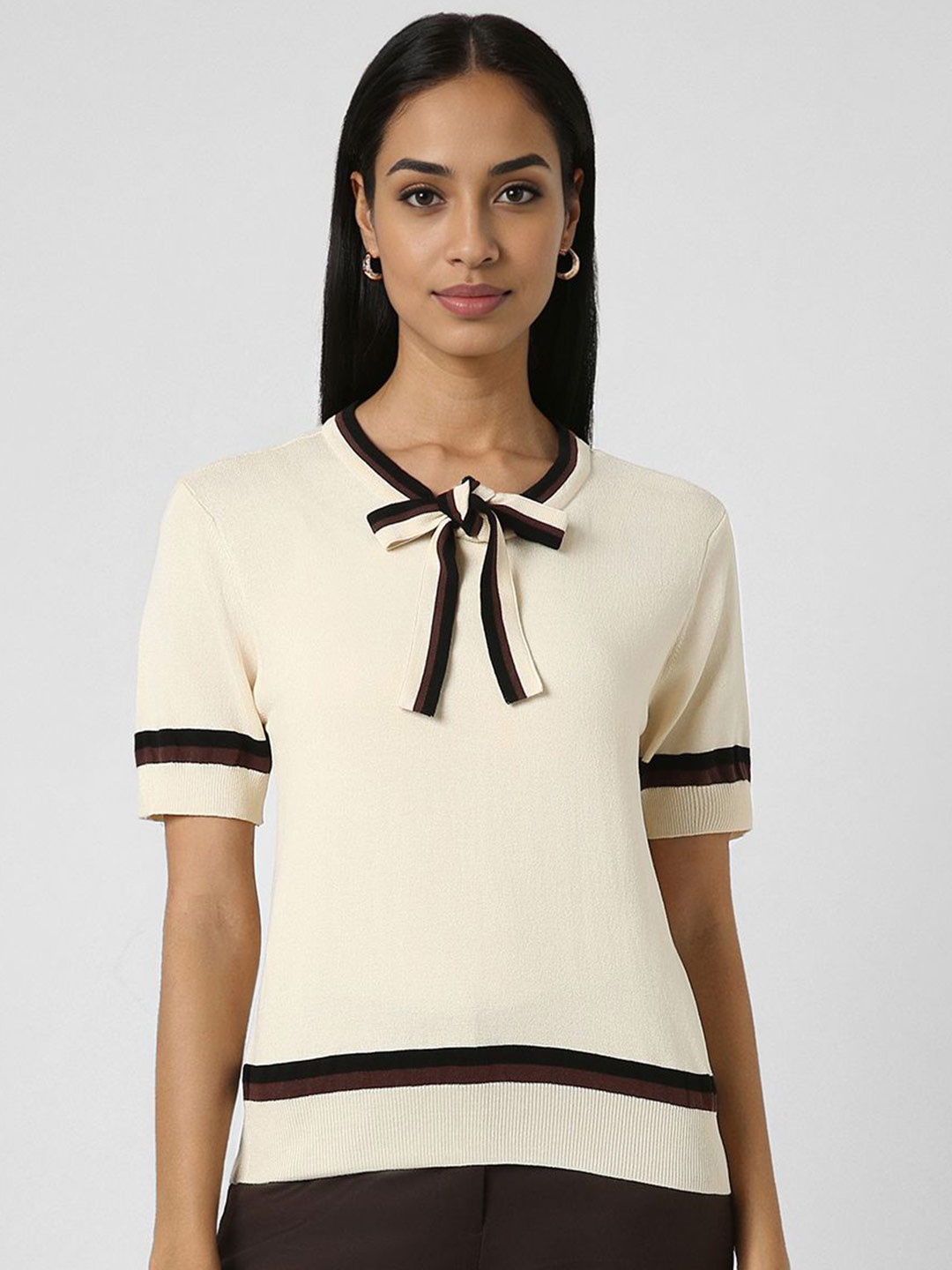 

Van Heusen Woman Tie-Up Neck Top, Cream