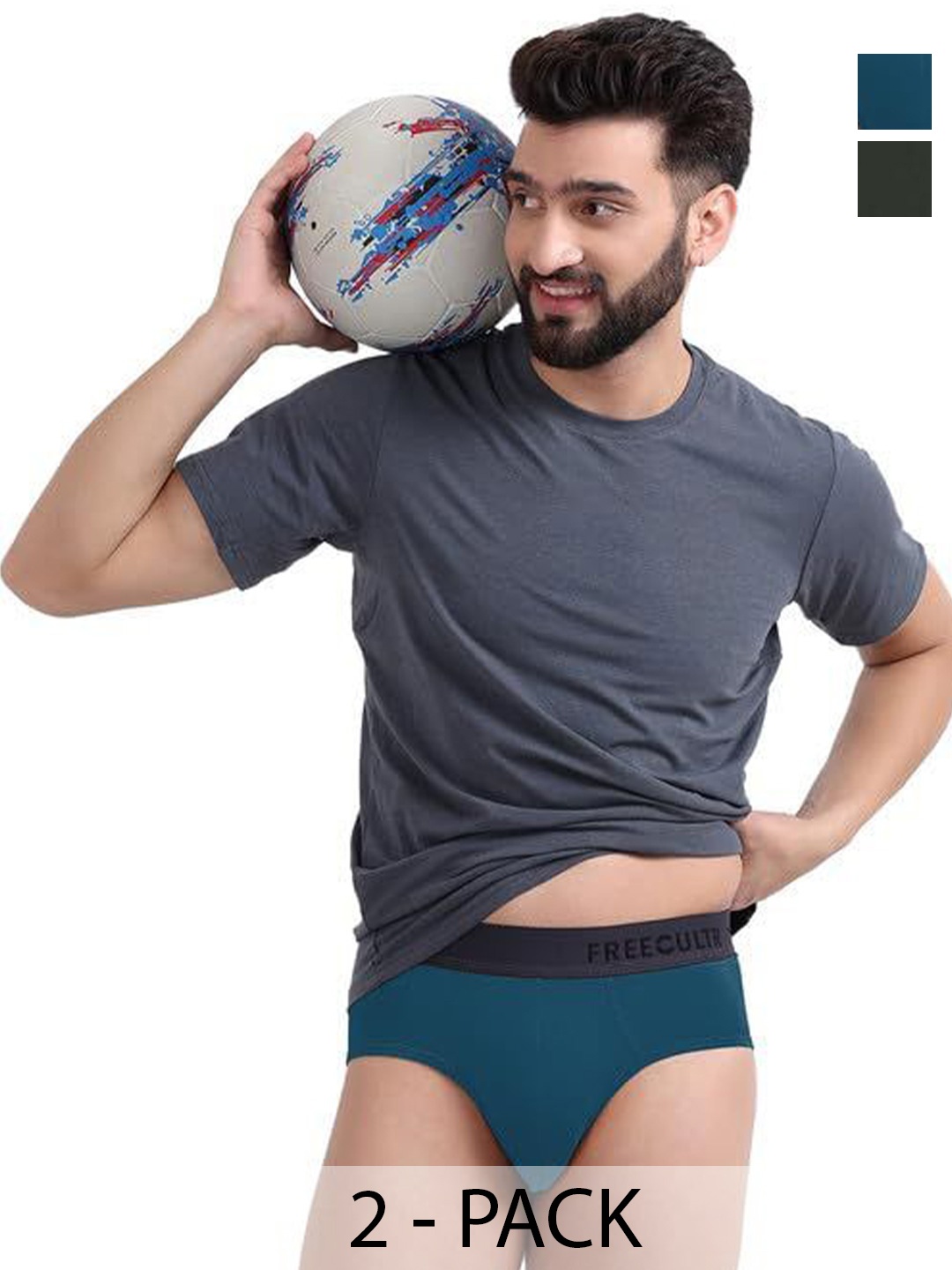 

FREECULTR Men Pack Of 4 Anti Bacterial Micromodal Basic Briefs FCPXTBMBPBSEGSGS, Teal