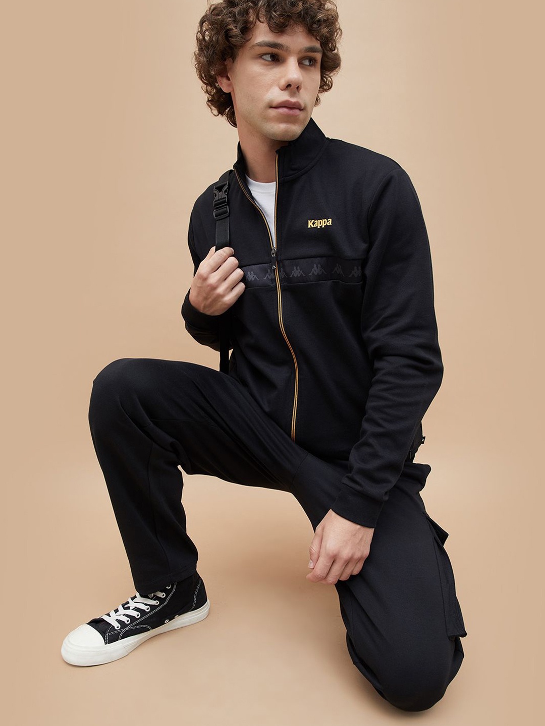 

Kappa Men Cotton Mock Collar Sweatshirt, Black