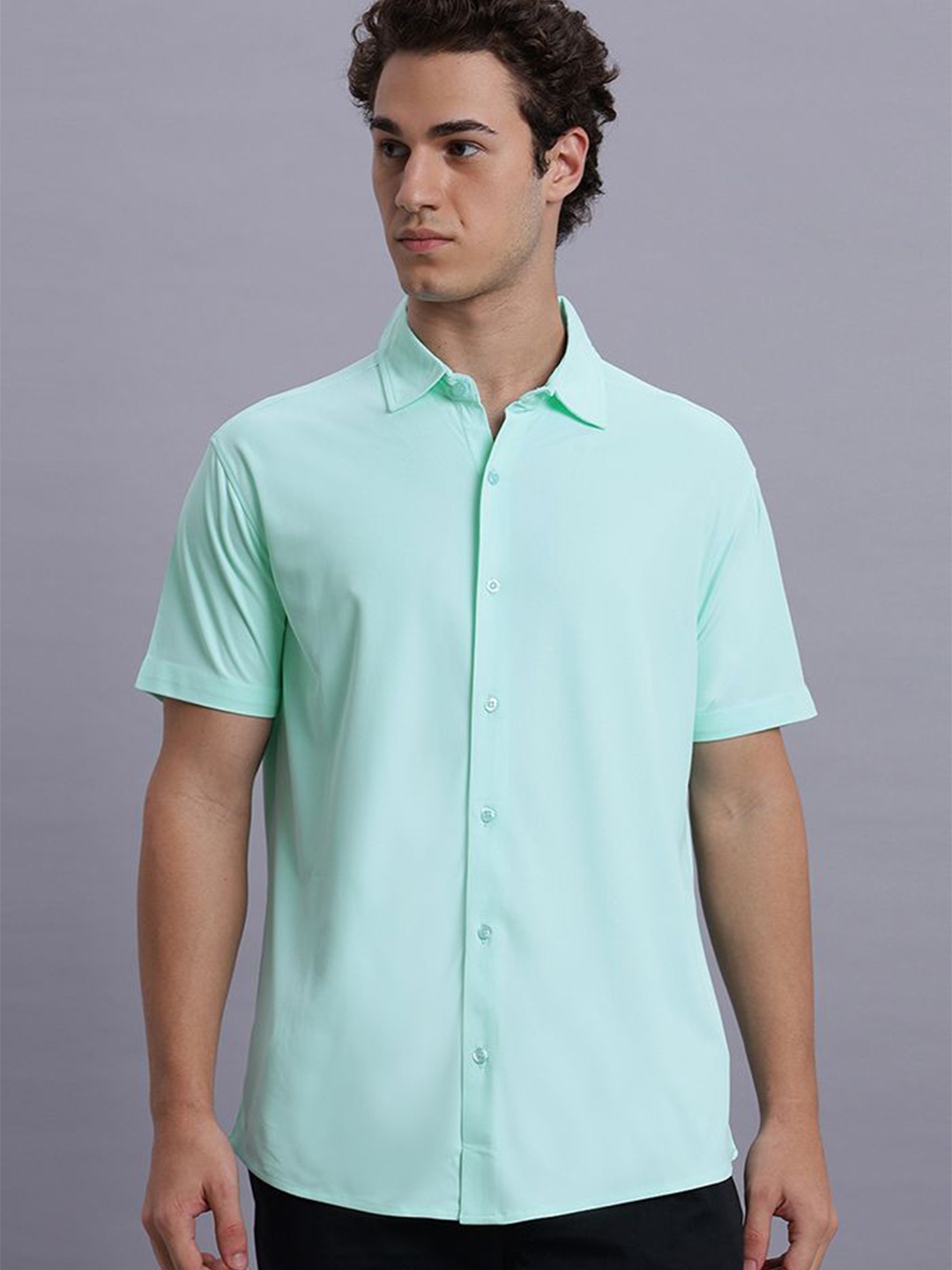 

Wear Your Opinion Men Relaxed Spread Collar Solid Casual Shirt, Sea green