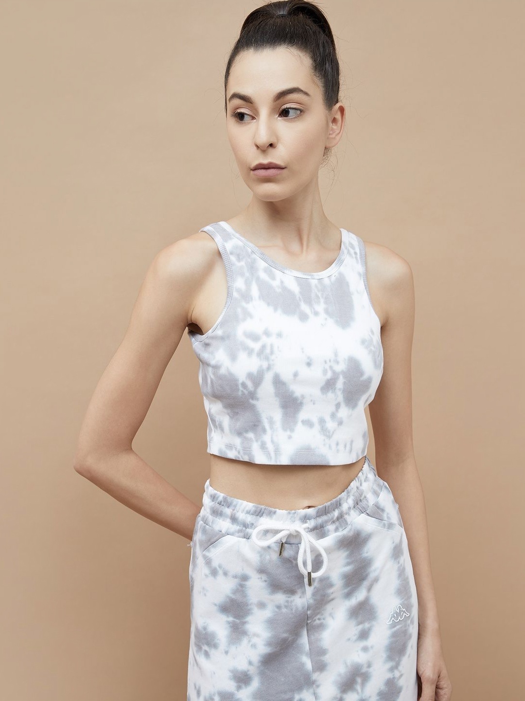 

Kappa Women Printed Raw Edge T-shirt, Grey