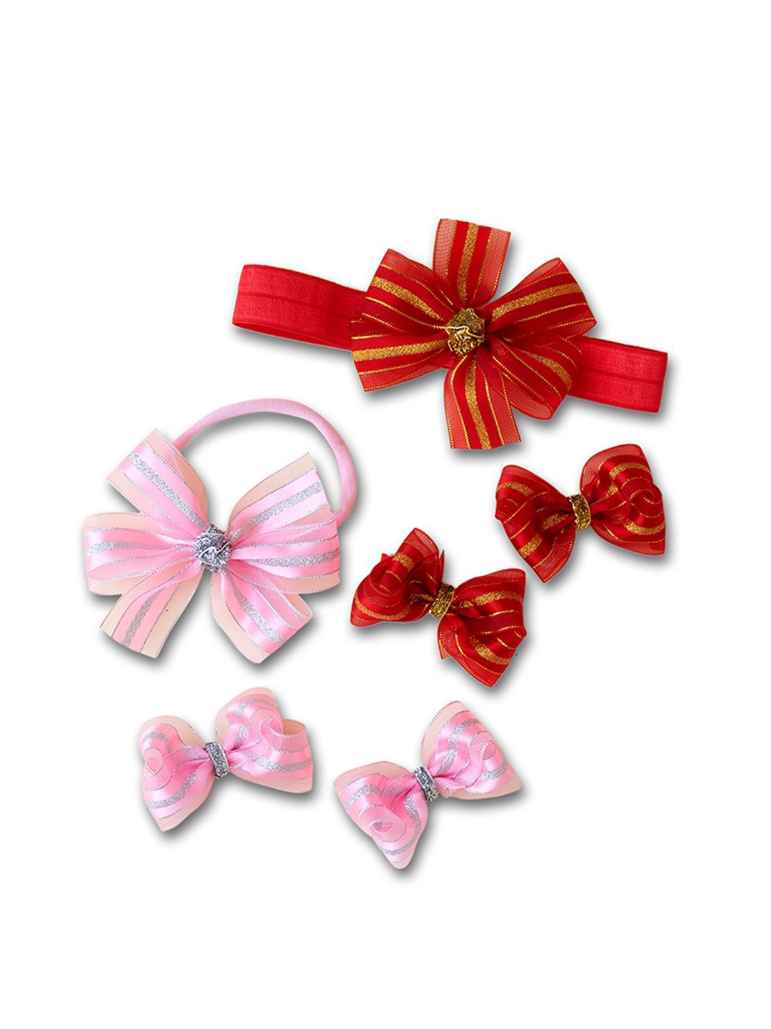 

RIBBON CANDY Girls Set of 6 Hair Accessory Set, Red