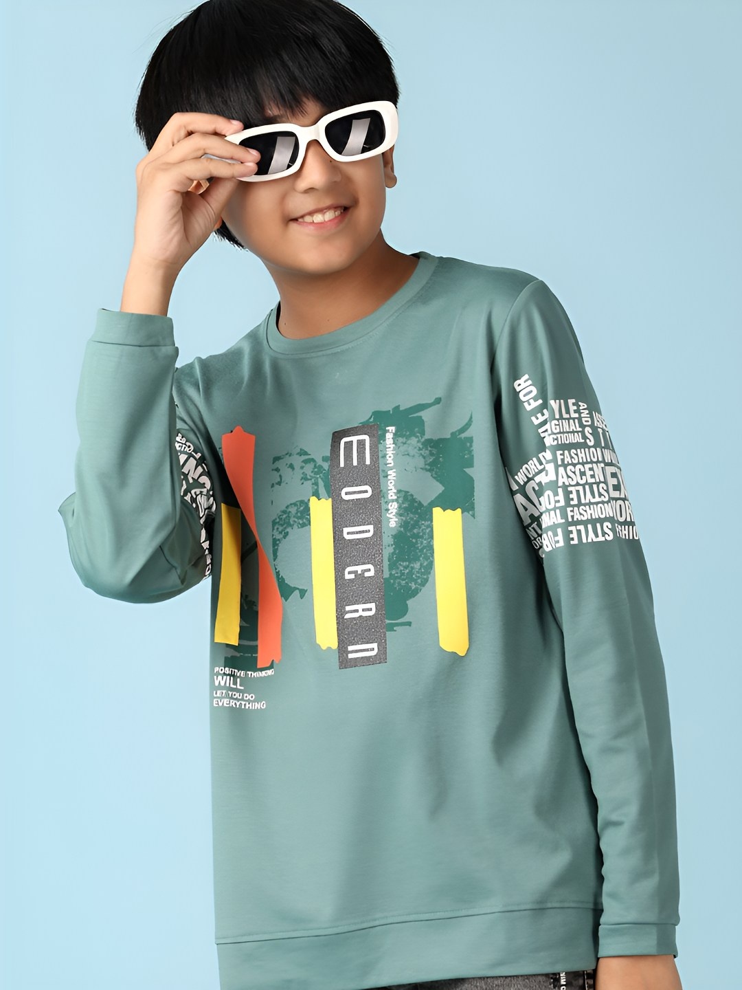 

V-Mart Boys Graphic Printed Round Neck Cotton T-shirt, Blue