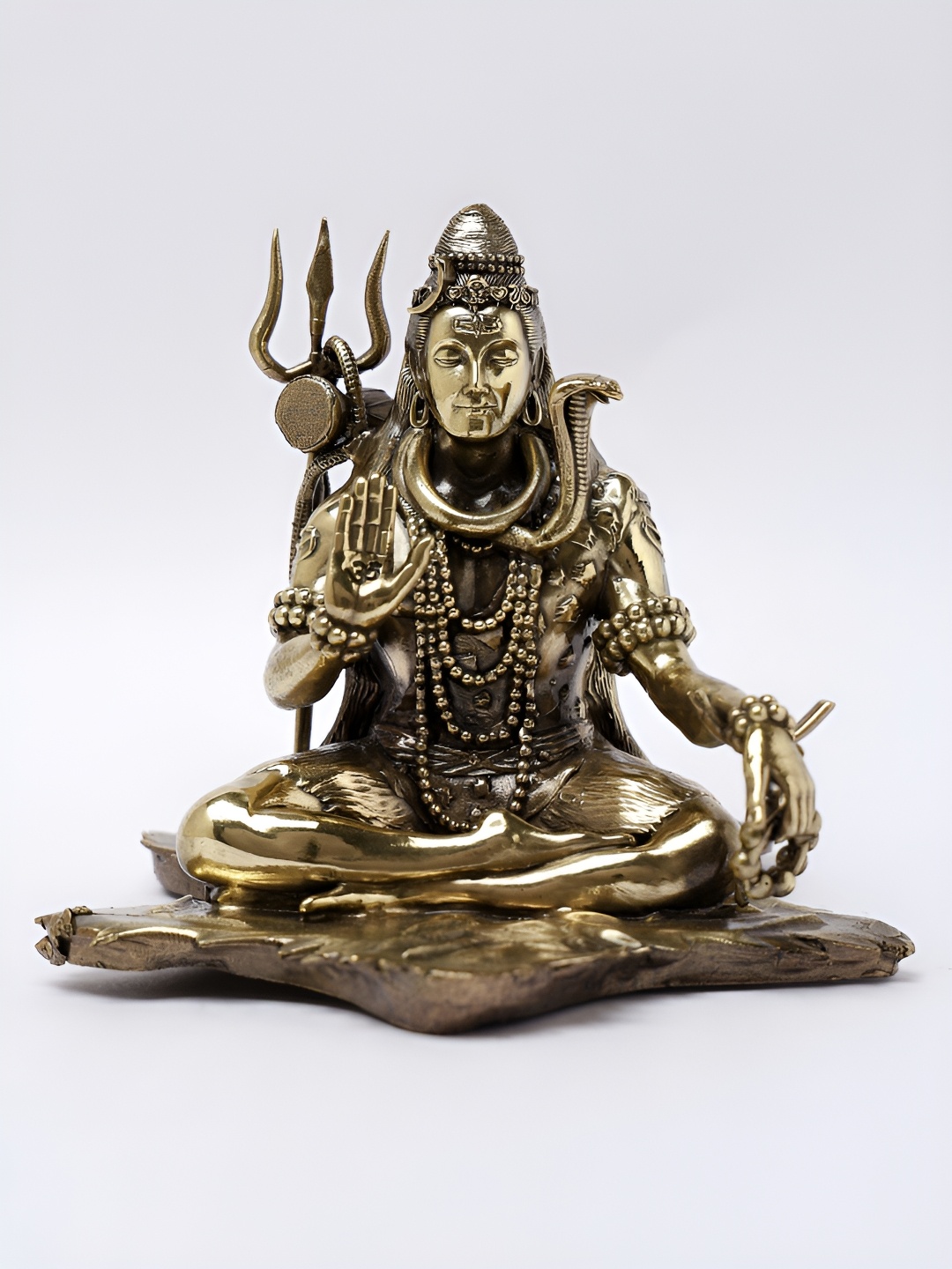 

Exotic India 6" Superfine Blessing Lord Shiva Brass Statue, Gold