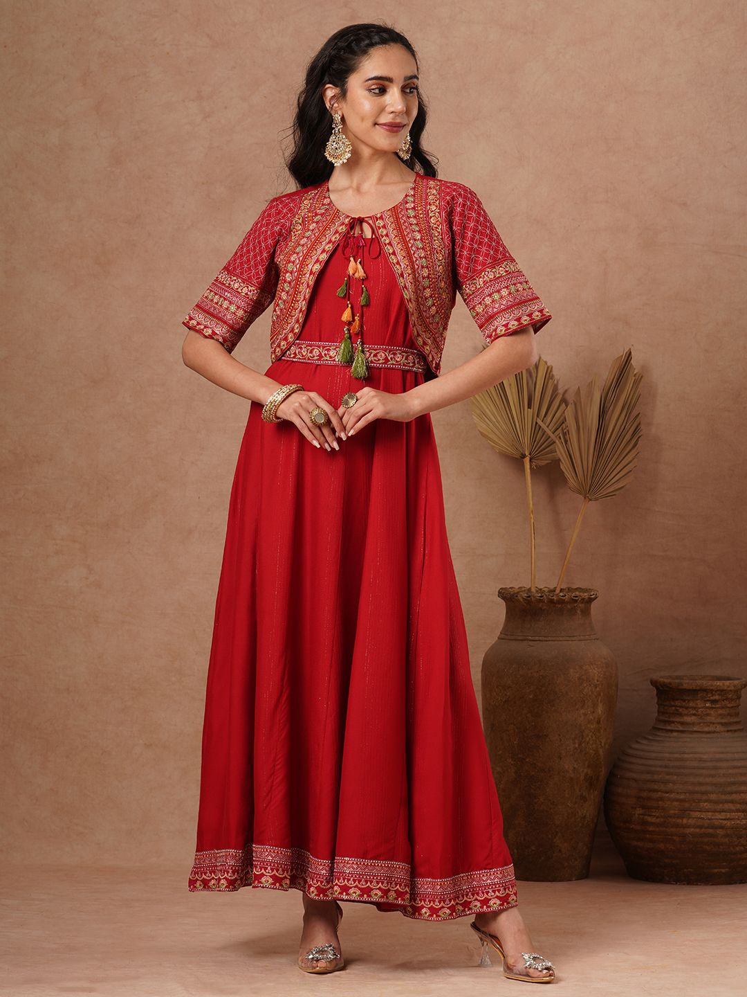 

FASHOR Women A-Line Maxi Dress, Red
