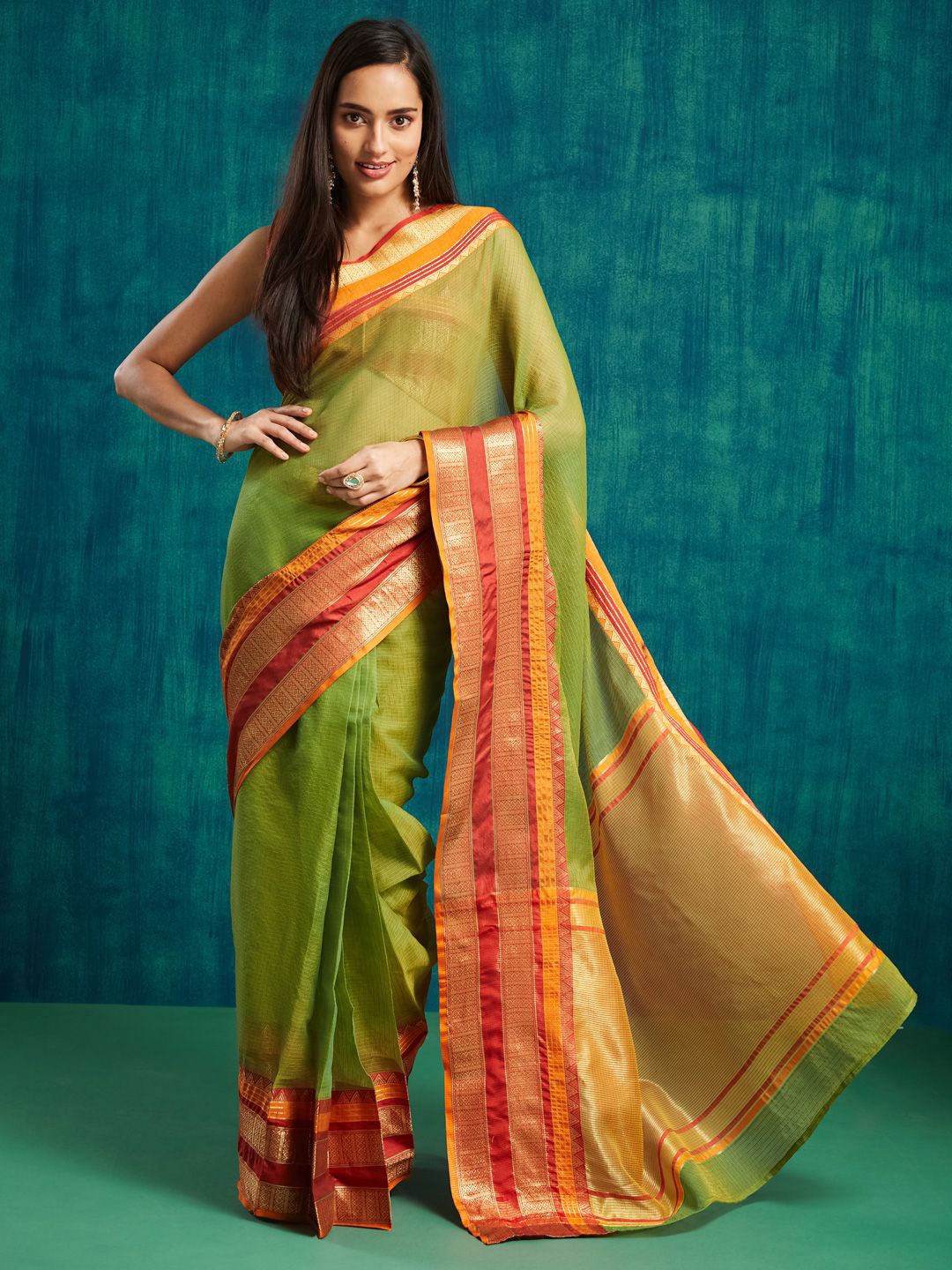 

RACHNA Zari Kanjeevaram Saree, Green