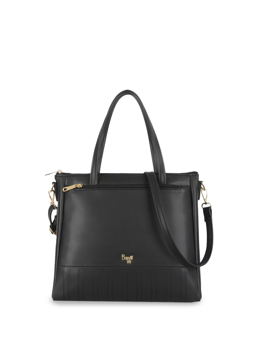 

Baggit Women Textured Structured Satchel Bag, Black