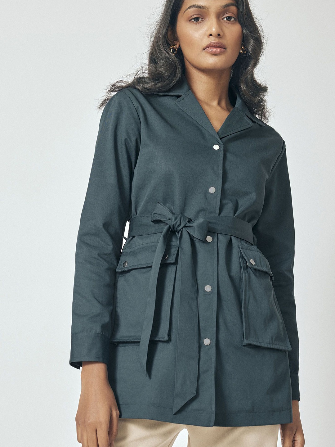 

The Label Life Women Lapel Collar Solid Casual Tailored Jacket, Teal
