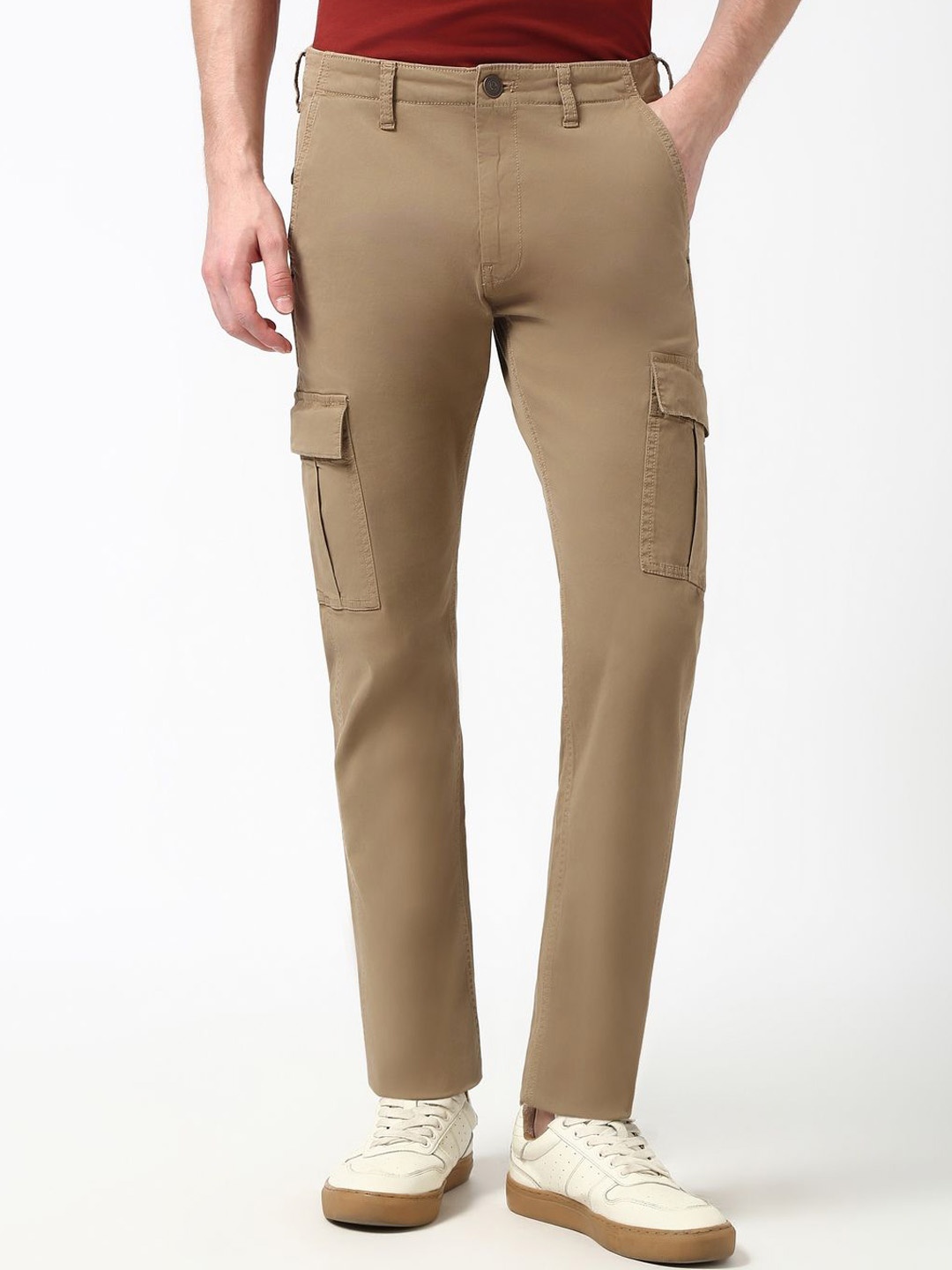 

Peter England Casuals Men Mid-Rise Regular Fit Trousers, Brown