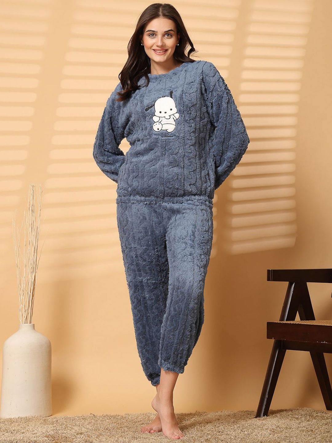 

NEUDIS Women Cartoon Print Night suit, Blue