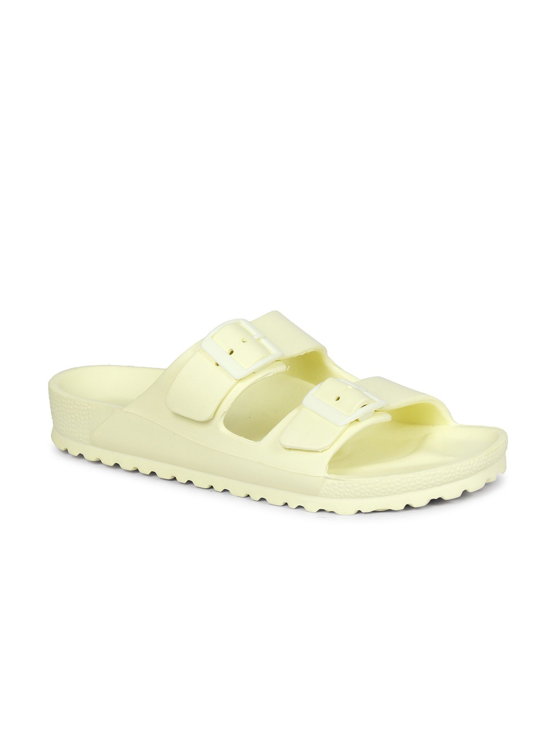 

The Roadster Lifetsyle Co Women Round Toe Flip Flops With Buckle Details, Yellow