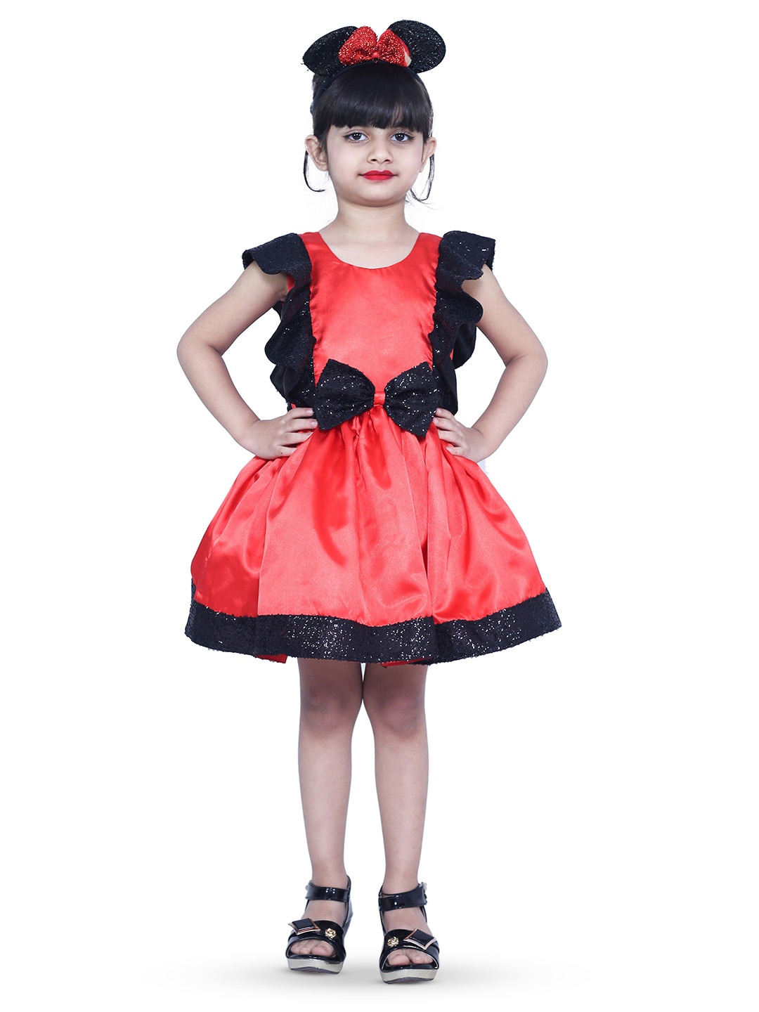 

Wish little Girls Lace Frills Bows and Ruffles Fit and Flare Dress, Red