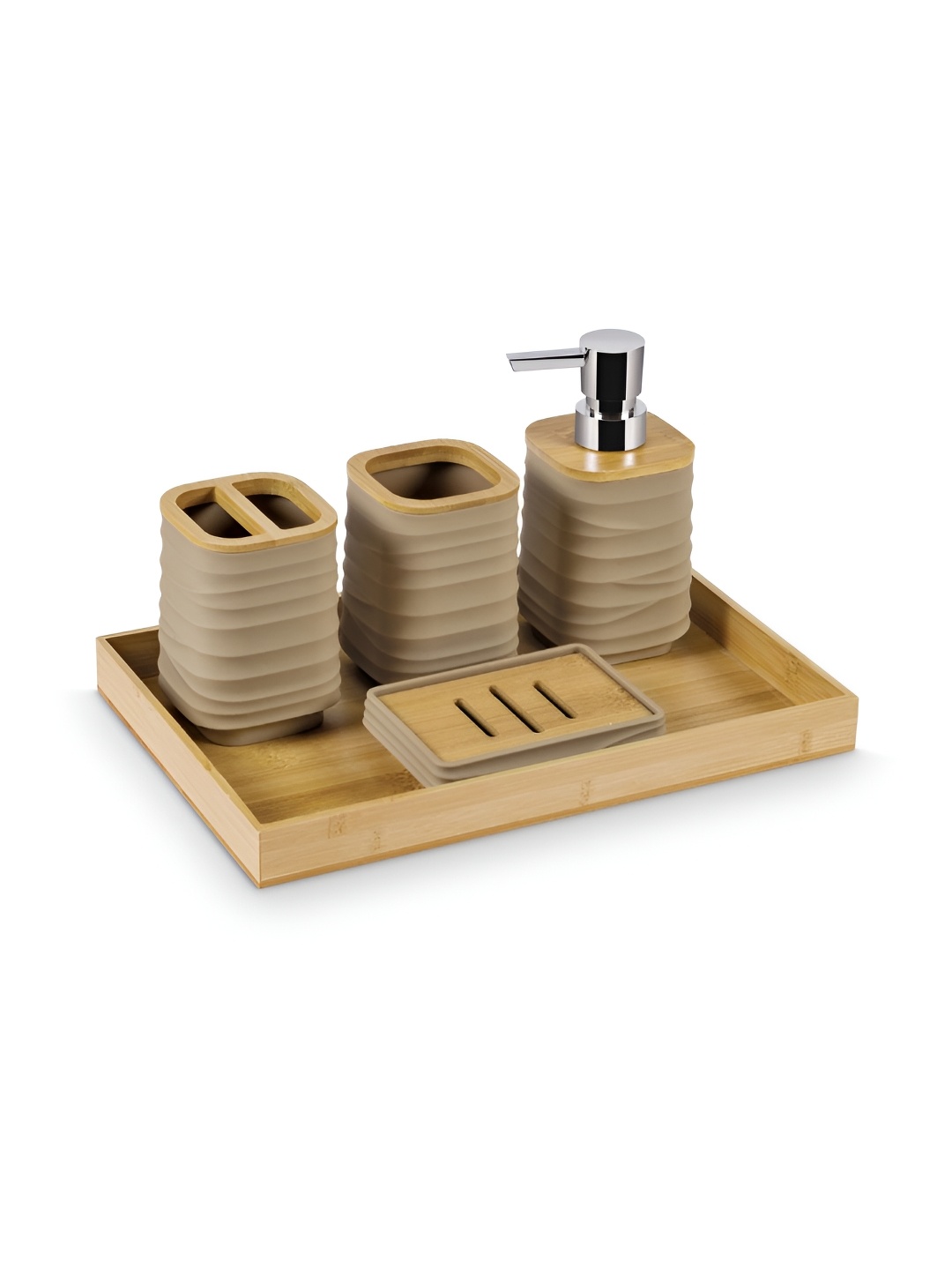 

Freelance Coffee Brown 5 piece Solid Plastic Bath Accessories Set