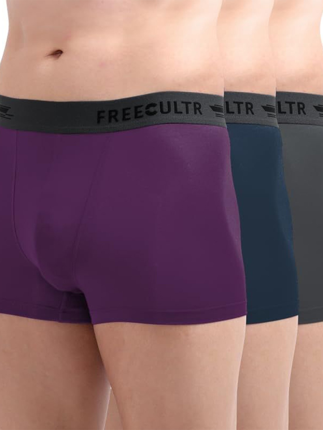 

FREECULTR Pack Of 3 Anti Bacterial Trunks FC-XT-T-TV-PB-AG_S, Grey