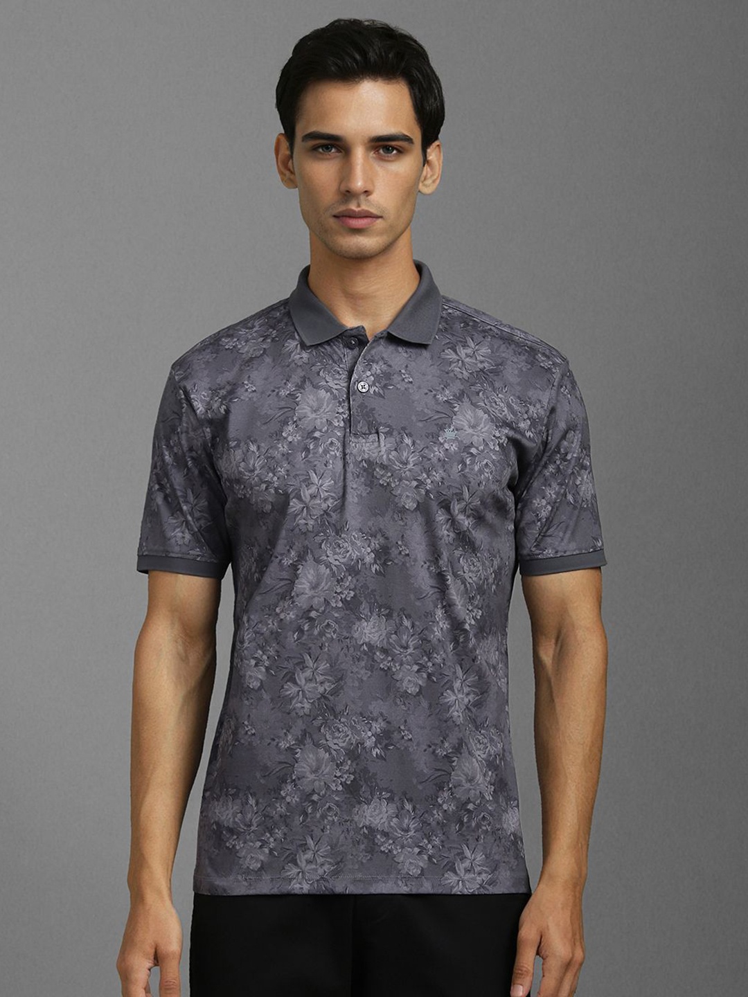 

Louis Philippe Sport Men Floral Printed Polo Collar T-shirt, Grey