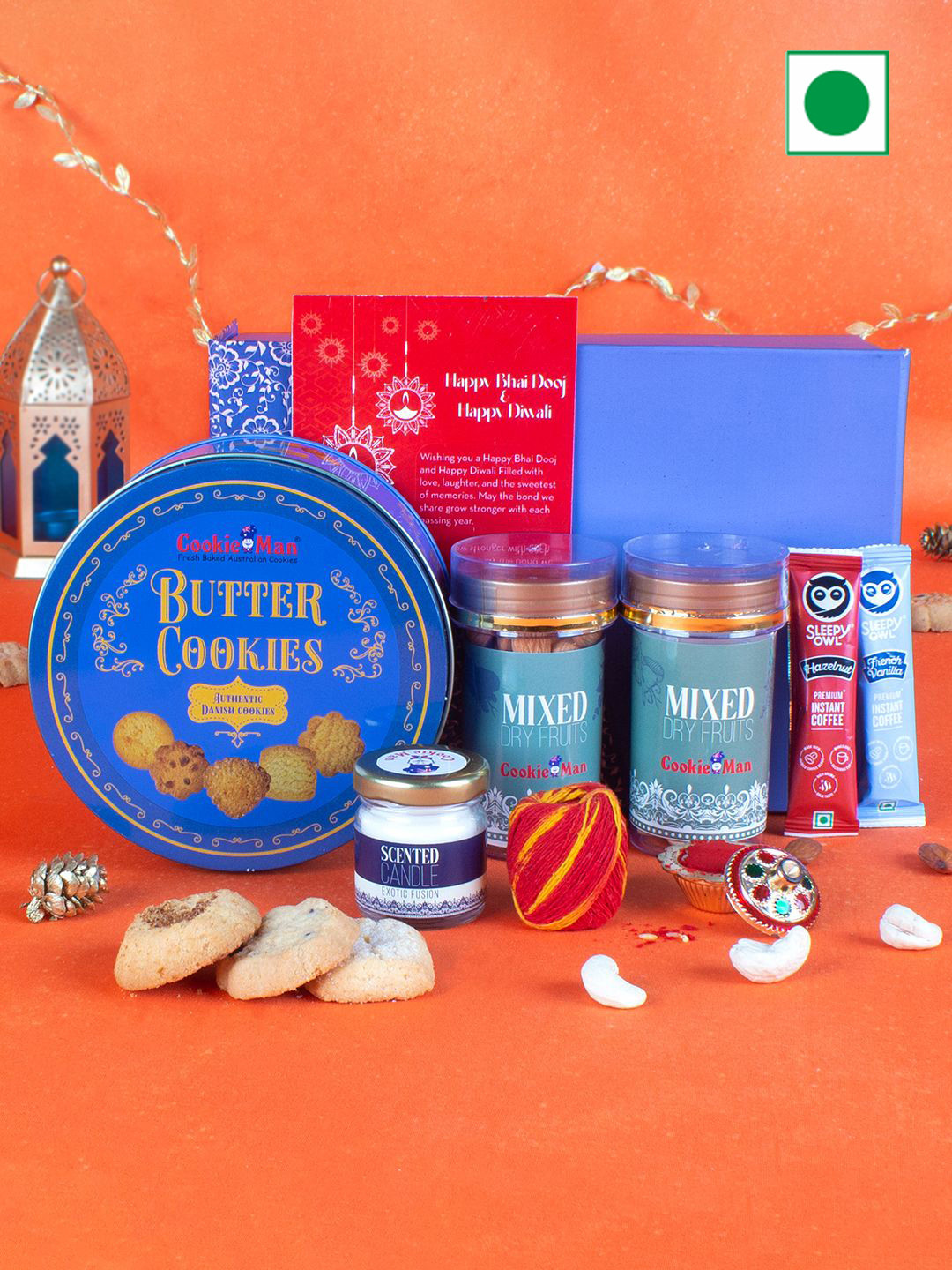 

Cookieman Unisex Set Of 9 Gift Hamper Box with Danish Butter Cookies 200g, Blue