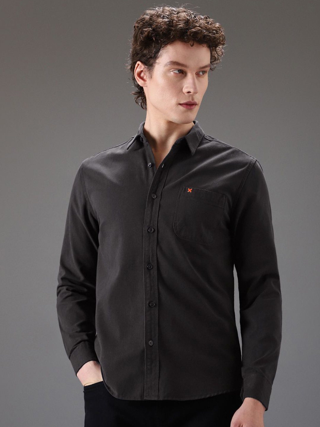 

Banana Club Men Classic Slim Fit Opaque Casual Shirt, Black