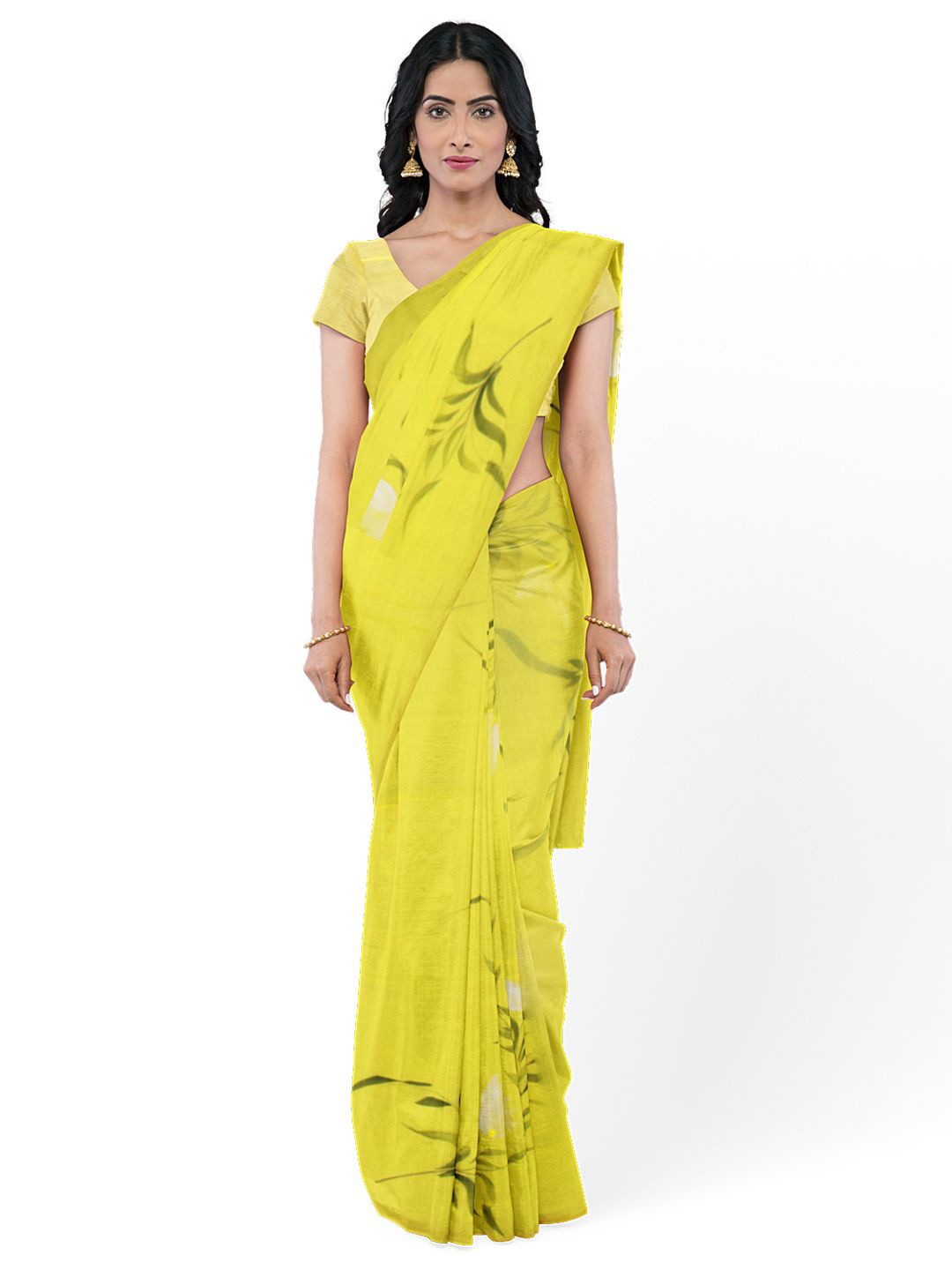

Avishya Floral Pure Cotton Saree, Yellow