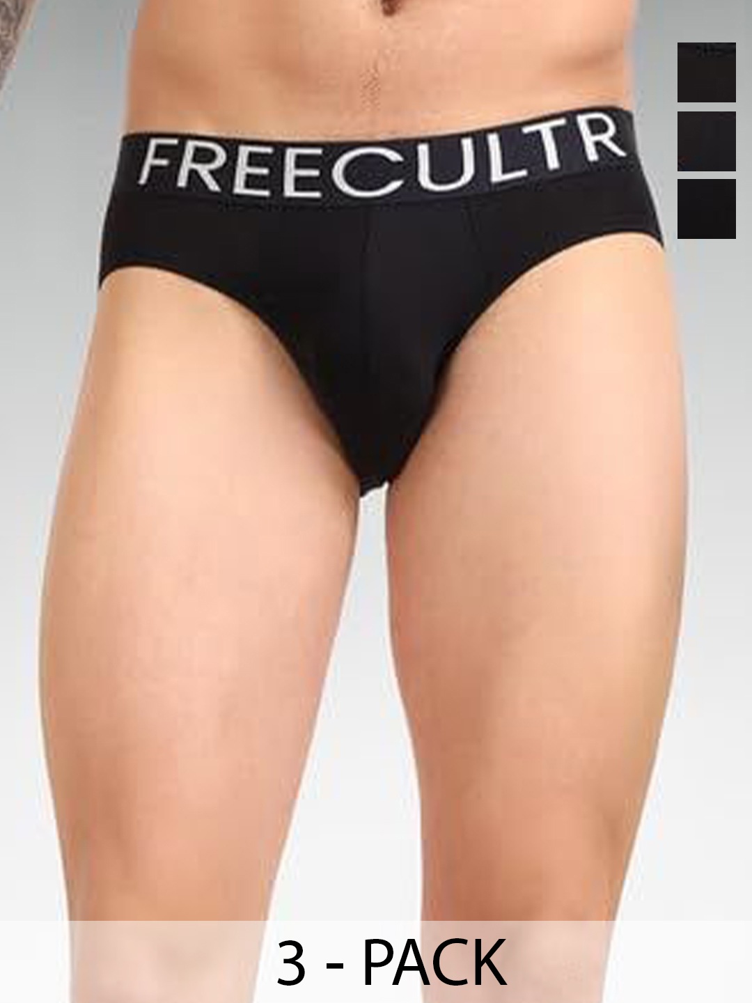 

FREECULTR Men Pack Of 3 Cotton Basic Briefs, Black