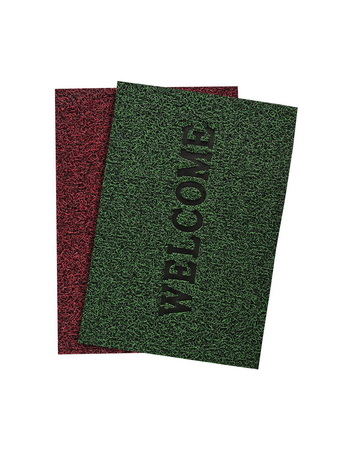 

Kuber Industries Red & Green 2 Pieces Textured Anti- Slip Grass Doormats