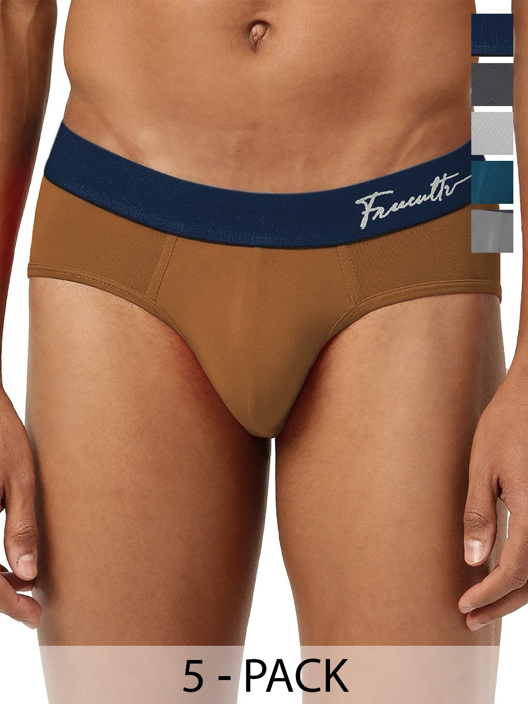 

FREECULTR Men Pack Of 5 Anti Bacterial Basic Briefs, Brown