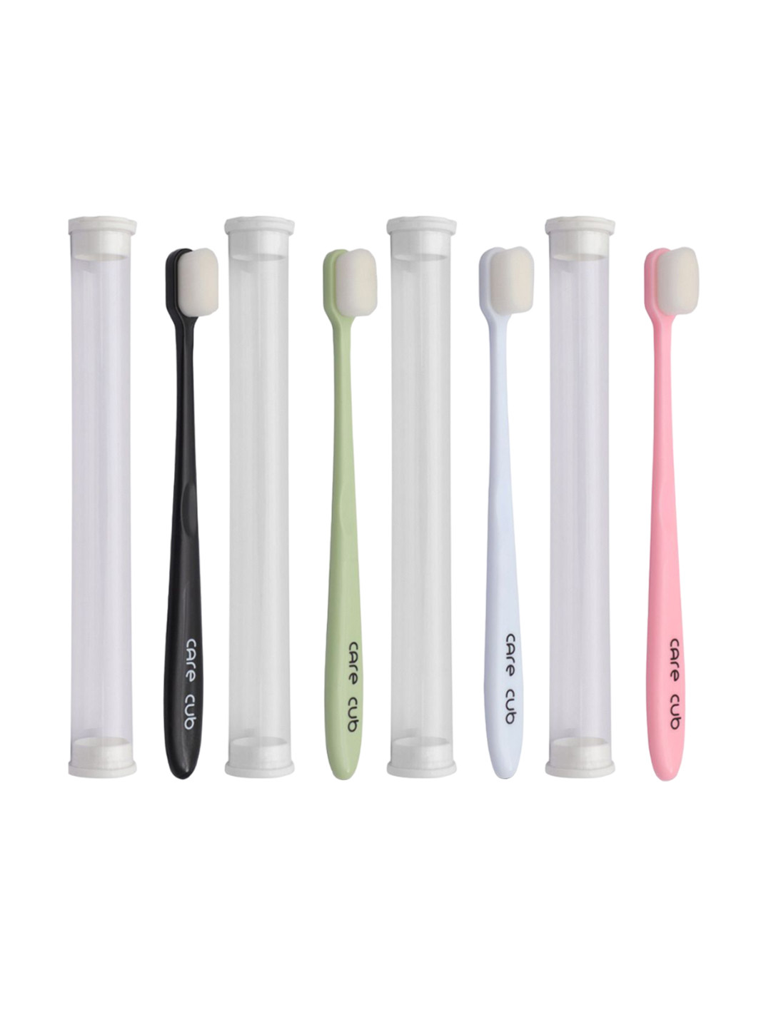 

CARE CUB Set Of 4 Flat Ultra Soft Nano 10,000 Bristles Oral Toothbrush, Black