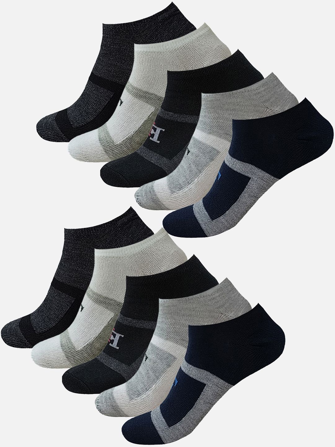 

FIMS Men Pack of 10 Ankle-Length Socks, Grey