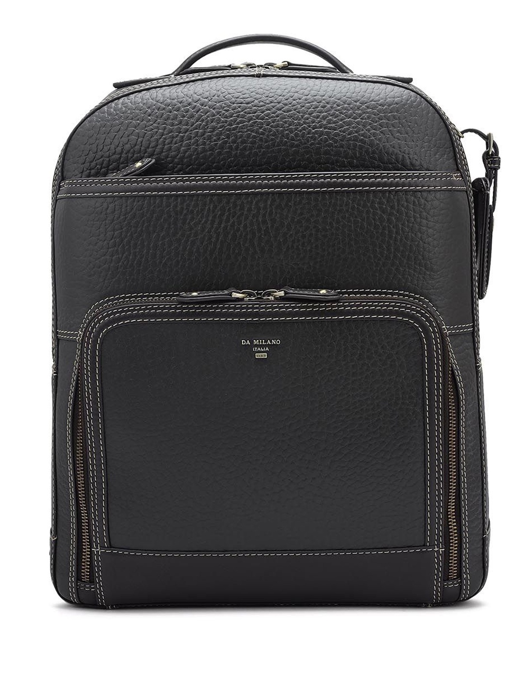 

Da Milano Men Leather Textured Backpack, Brown
